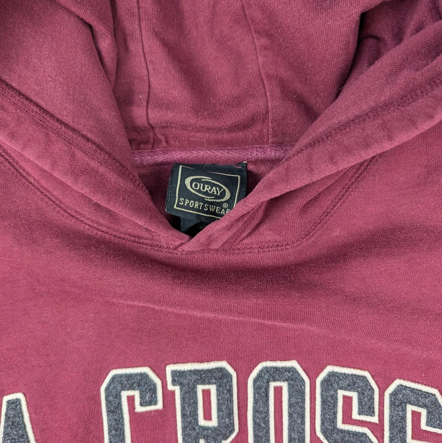 2000s Vintage Burgundy La Crosse Eagles NCAA Graphic Hoodie Size L