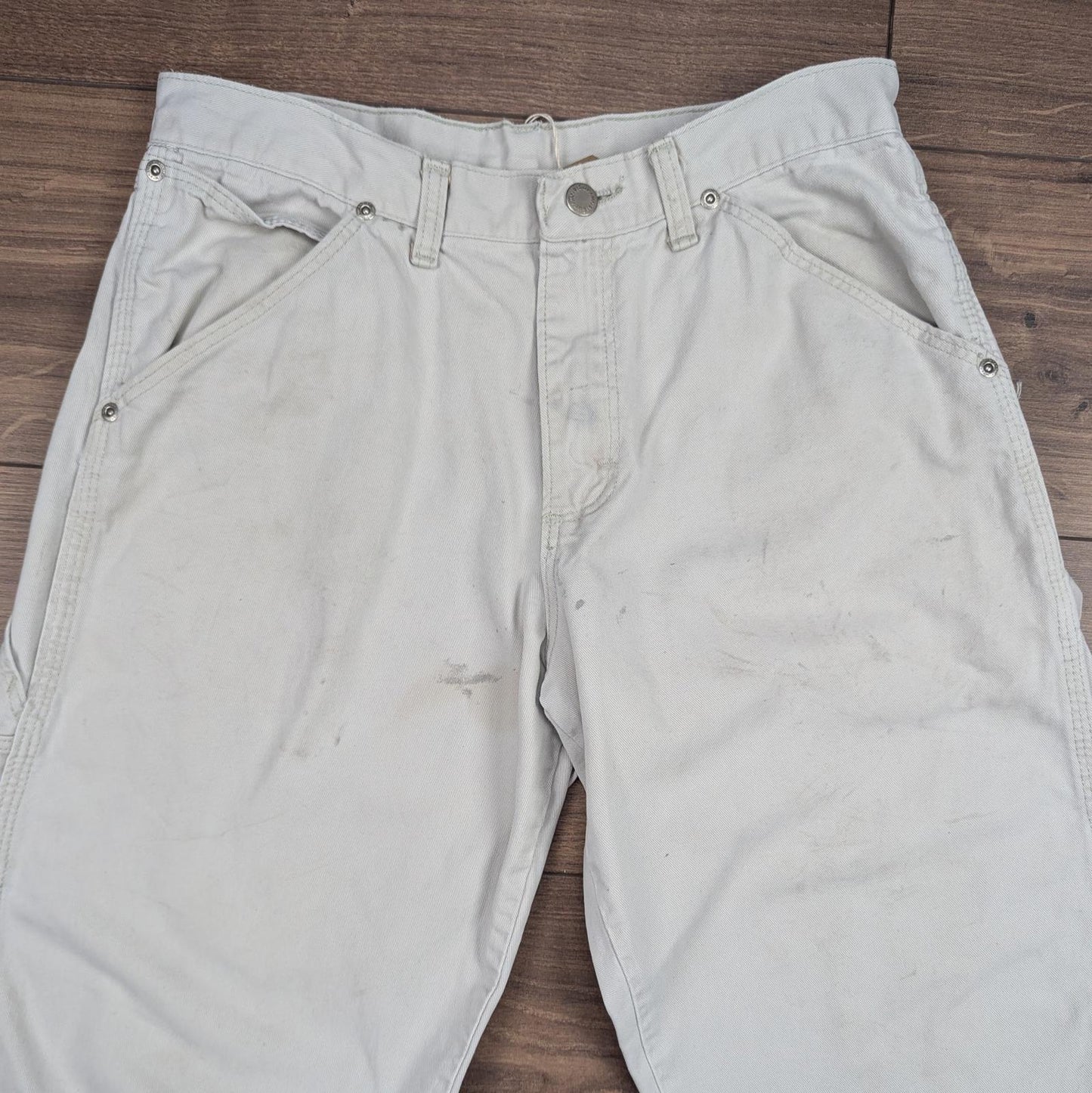 Vintage Beige Wrangler Carpenter Pants Jeans Baggy Cargo Straight Leg W30 L28