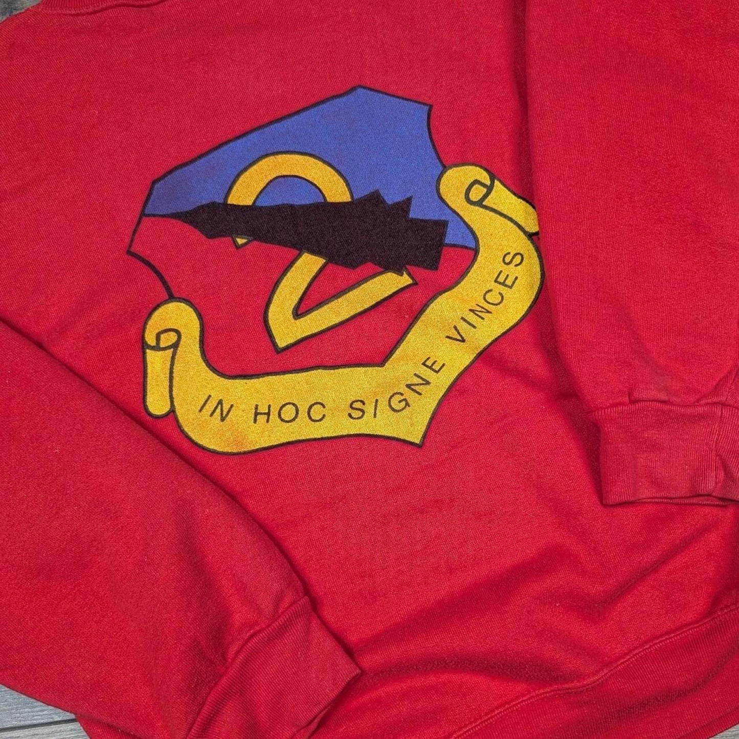 Vintage 1980's Red Latin Graphic Sweatshirt Jumper