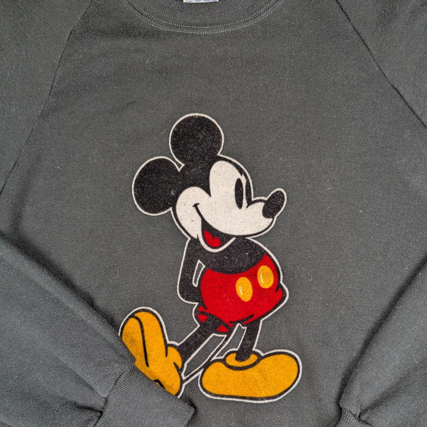 1980s Vintage Disney Mickey Mouse Black Sweatshirt Jumper Size L
