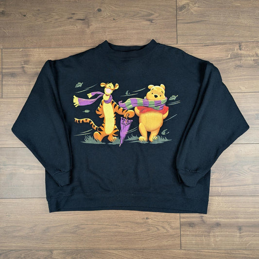2000s Vintage Winnie the Pooh Tigger Black Graphic Sweatshirt Size L/XL