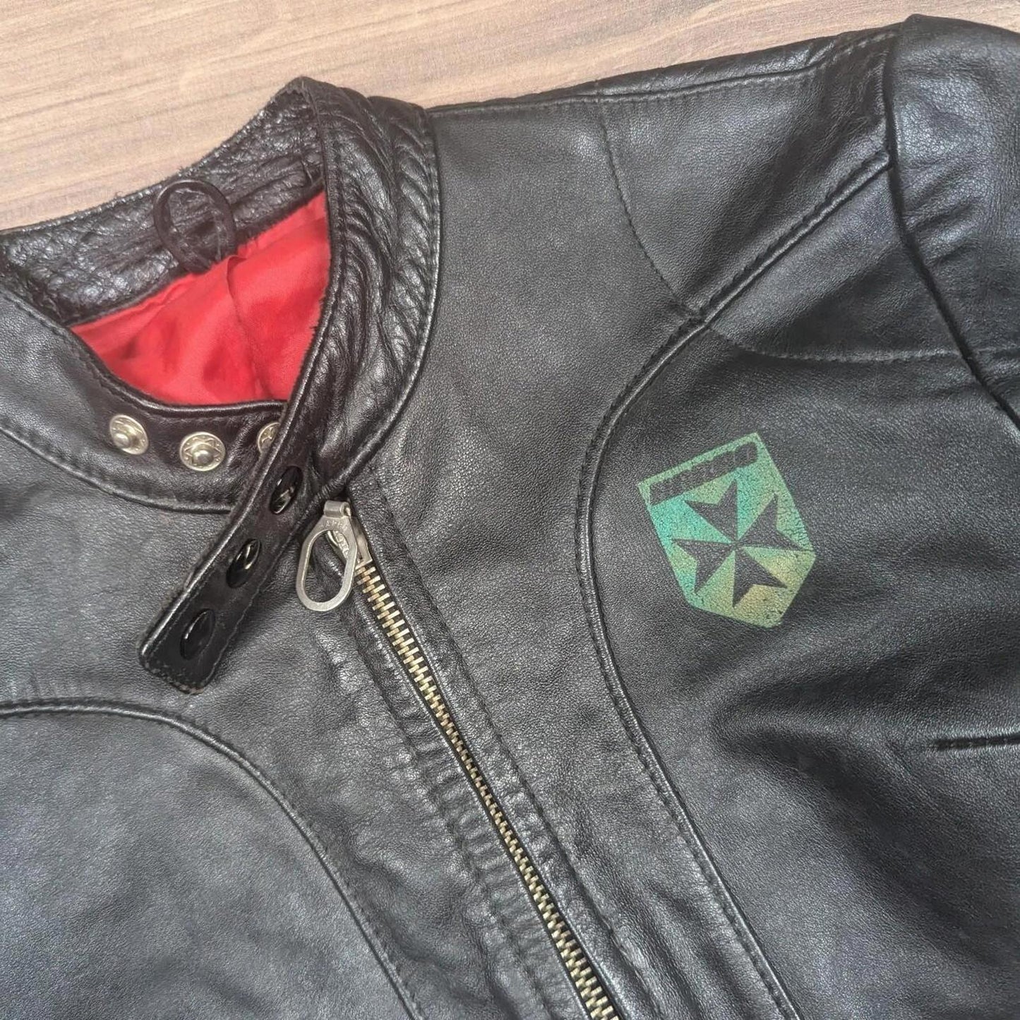 Vintage Harro Kombi Genuine Leather 1980's Black Motorcycle Jacket UK 6-8