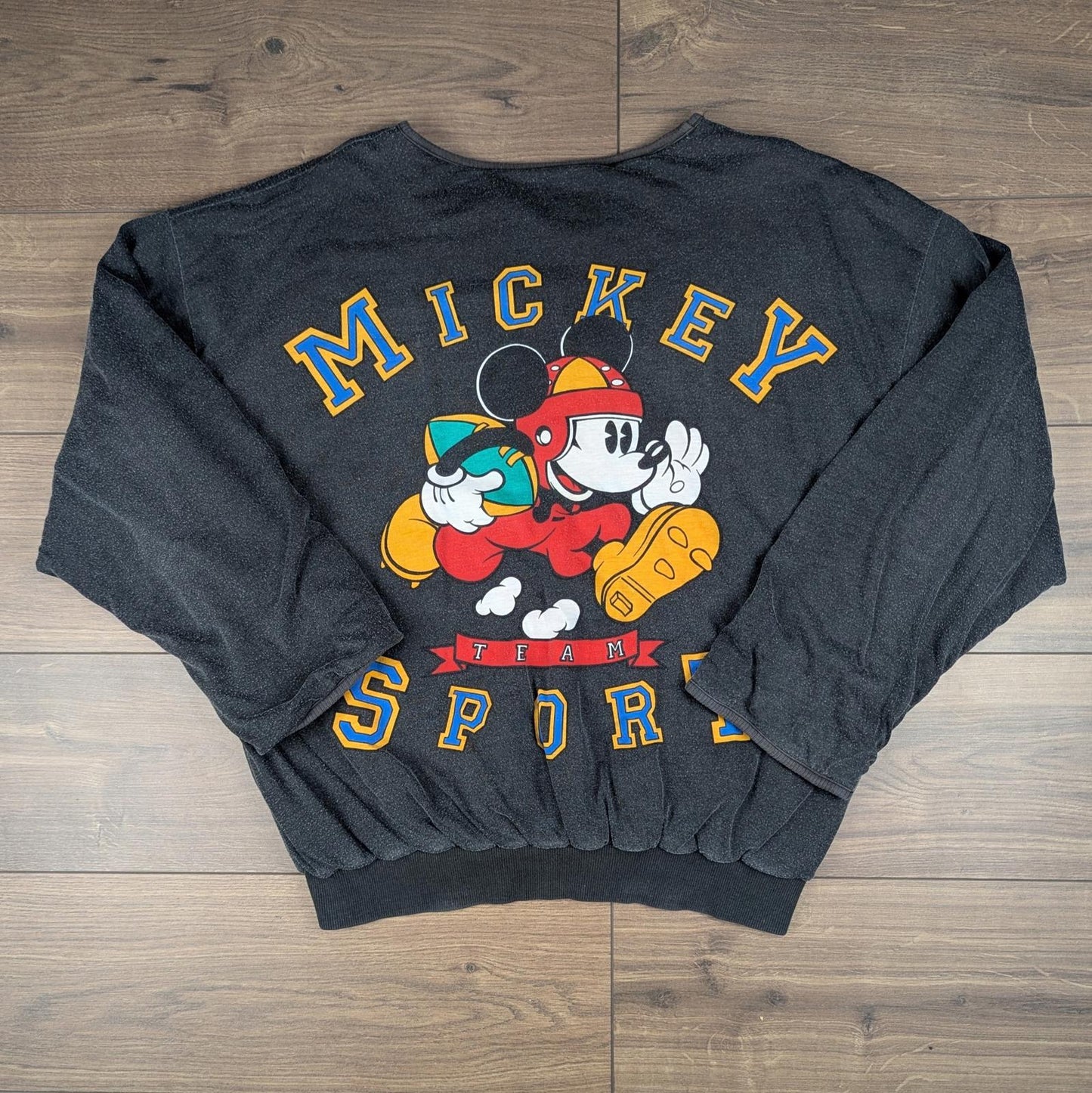 1980s Vintage Reversible Mickey Mouse Disney Football Sweatshirt Jumper Size XL