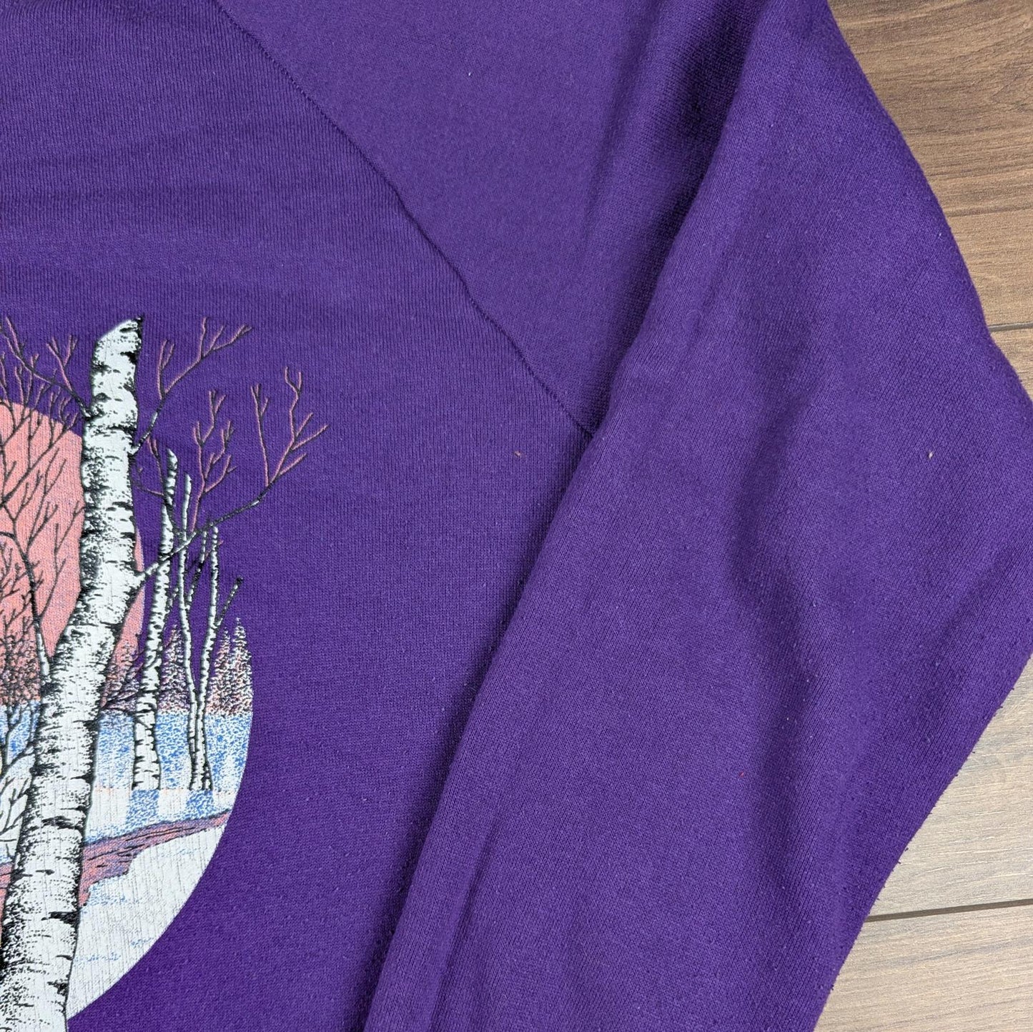 Vintage 90s Wisconsin Birch Tree Winter Christmas Jumper Sweatshirt Size L