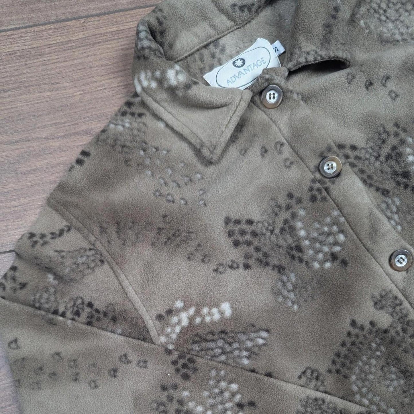 90's Vintage Snake Print Pattern Brown/Tan Fleece Women's S