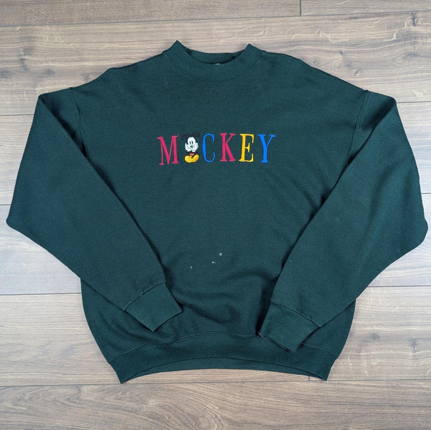 Vintage 1990s Embroidered Disney Mickey Mouse Retro Sweatshirt Size L