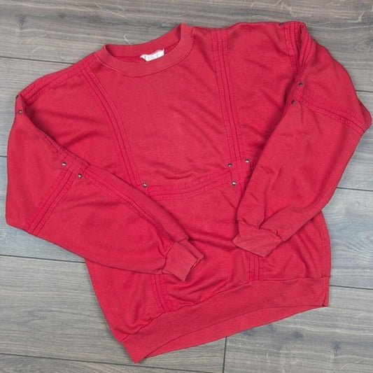 Vintage 1980's Red Stud Detail Sweatshirt Jumper