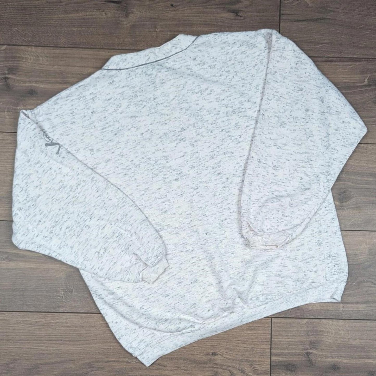 Vintage 1980's Grey Marl Baseball Graphic Sweatshirt Jumper