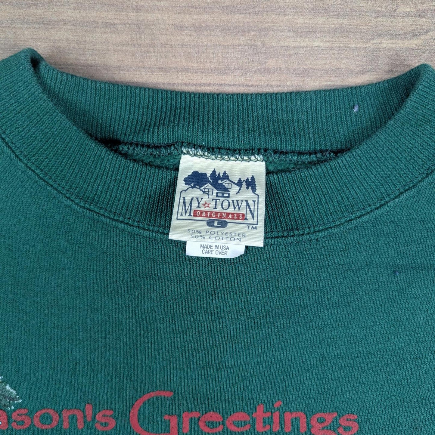 90s Vintage Graphic Seasons Greetings Christmas Jumper Sweatshirt Size L