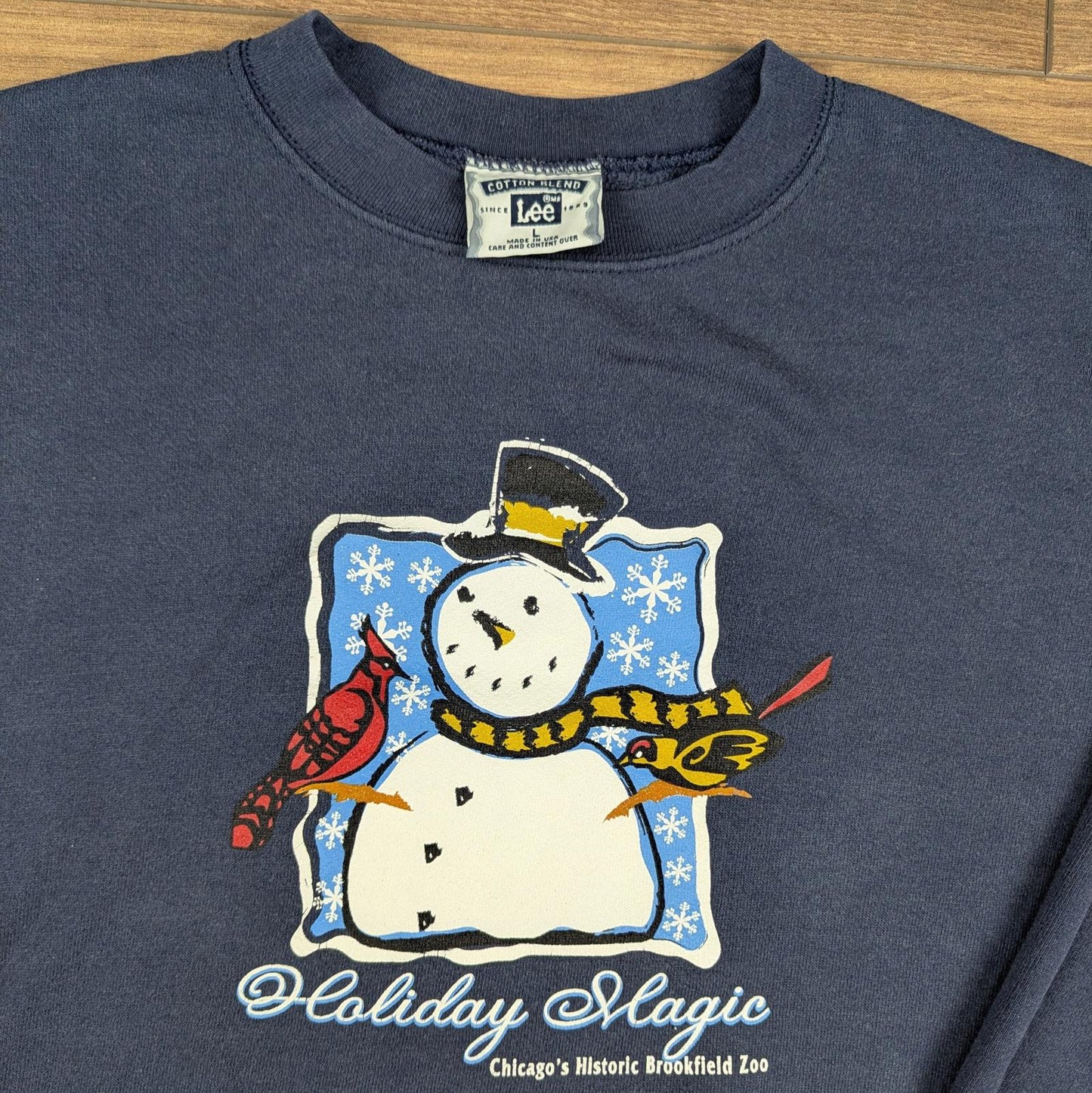 90s Vintage Lee Snowman Holiday Magic Christmas Jumper Sweatshirt Size L