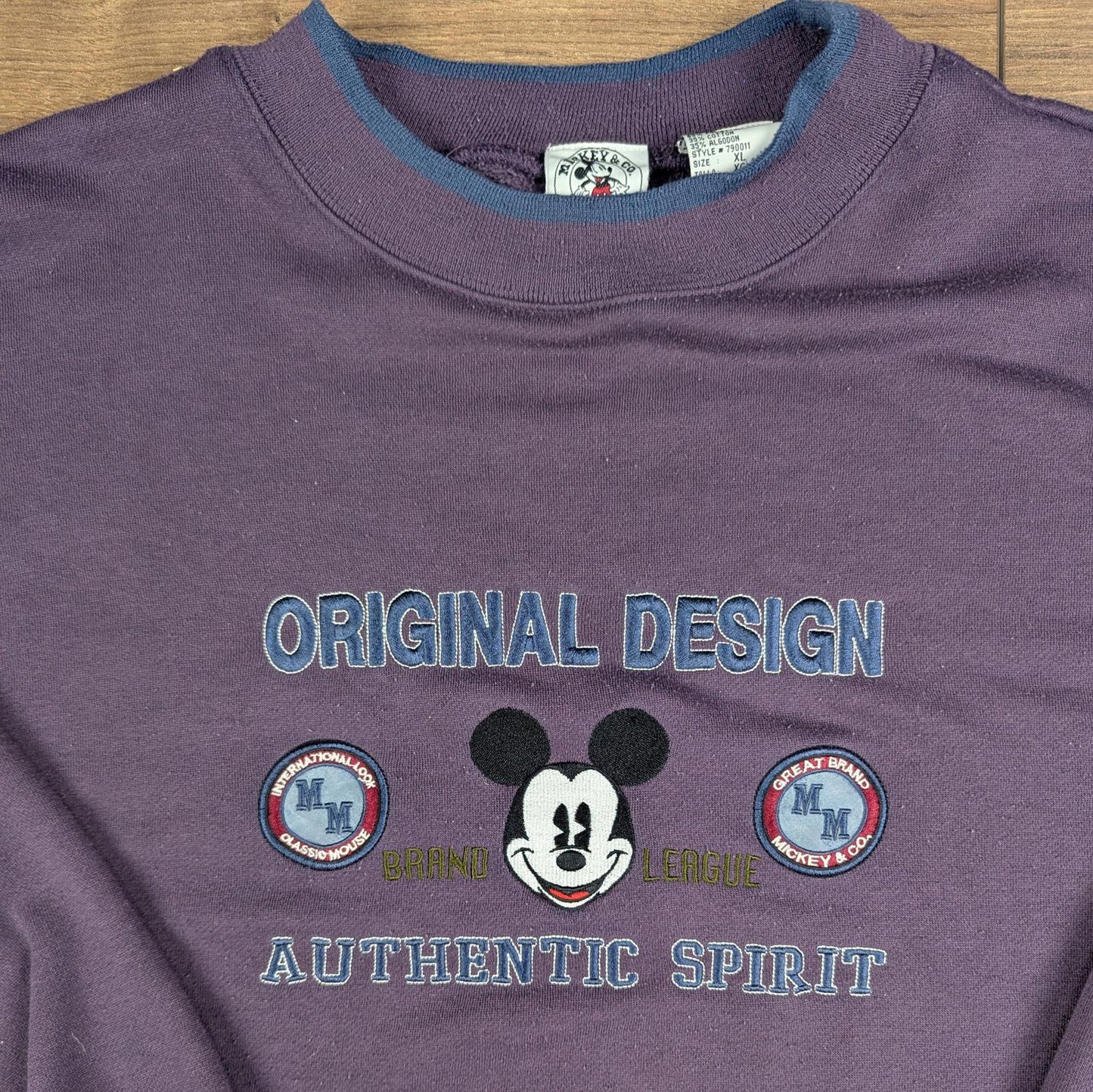 1990s Vintage Disney Mickey Mouse Retro Embroidered Purple Sweatshirt Size XL