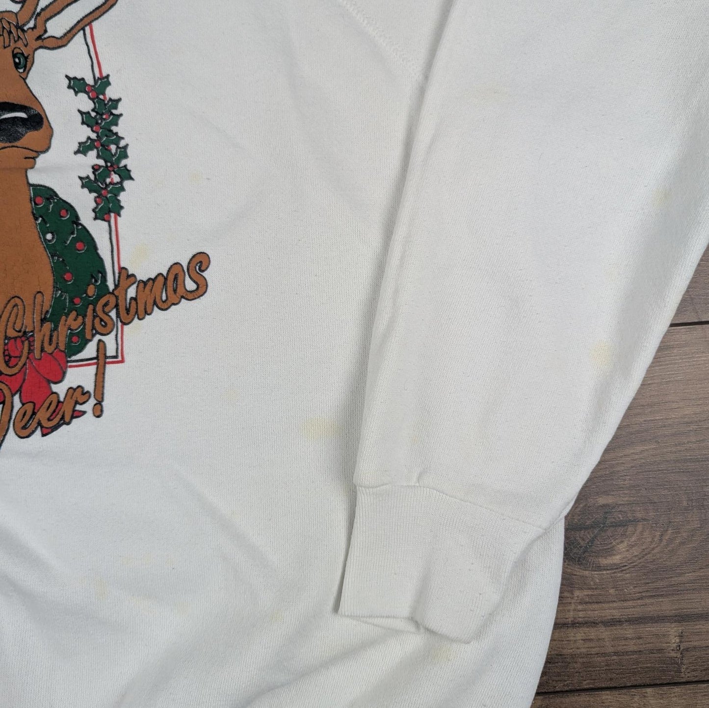 1980's Vintage Tultex Reindeer Graphic Christmas Jumper Sweatshirt Size XL