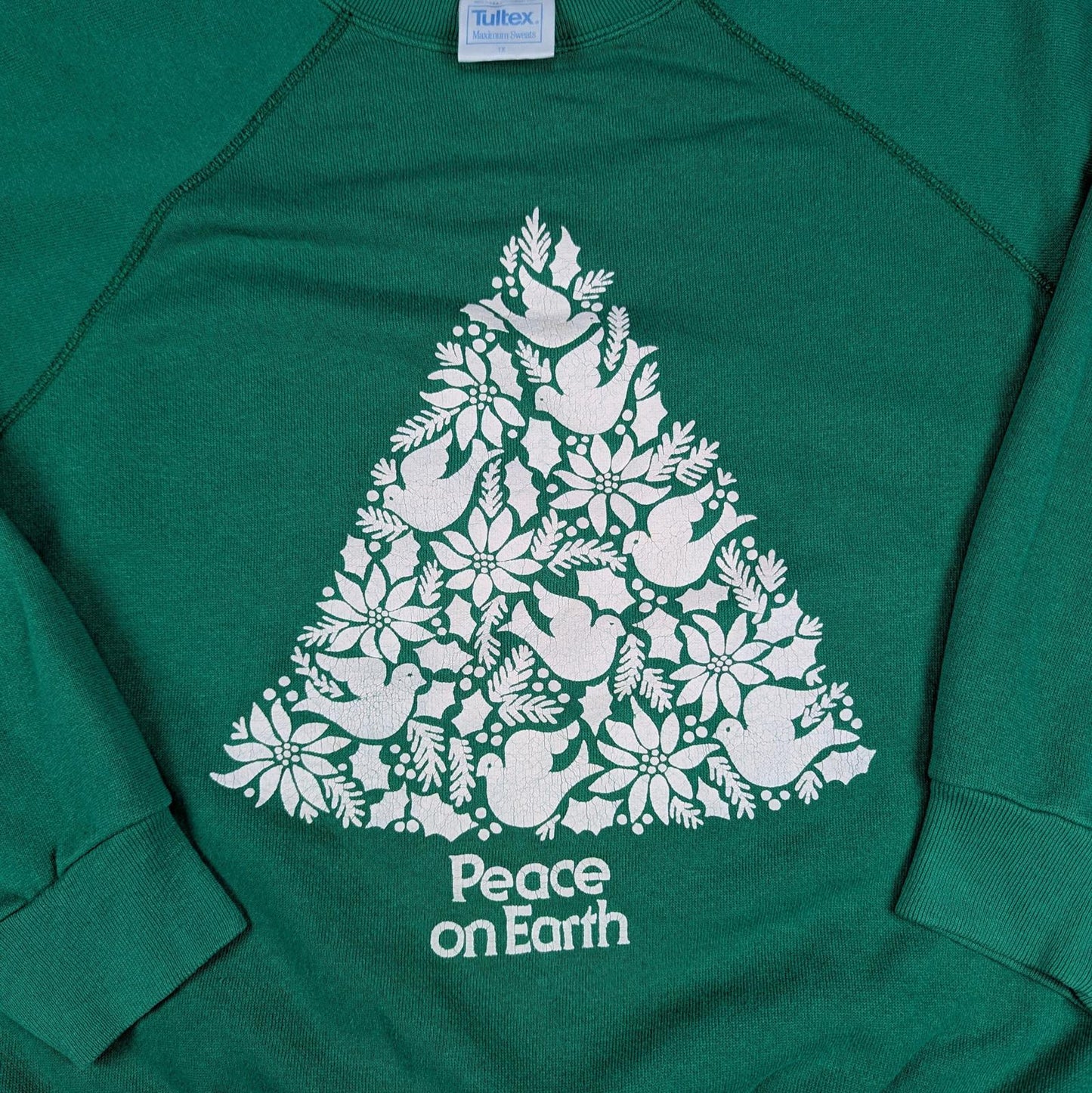 90s Vintage Peace on Earth Christmas Tree Jumper Sweatshirt Size XL