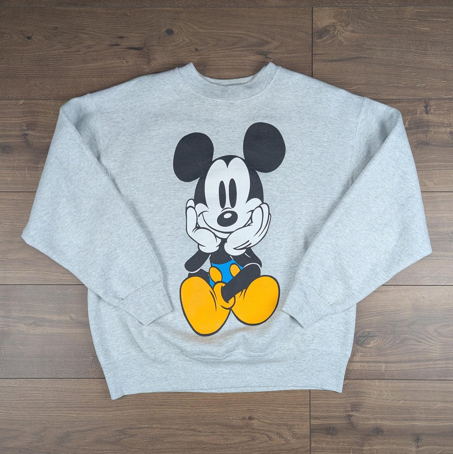 1990s Vintage Disney Mickey Mouse Graphic Grey Sweatshirt Jumper Size L