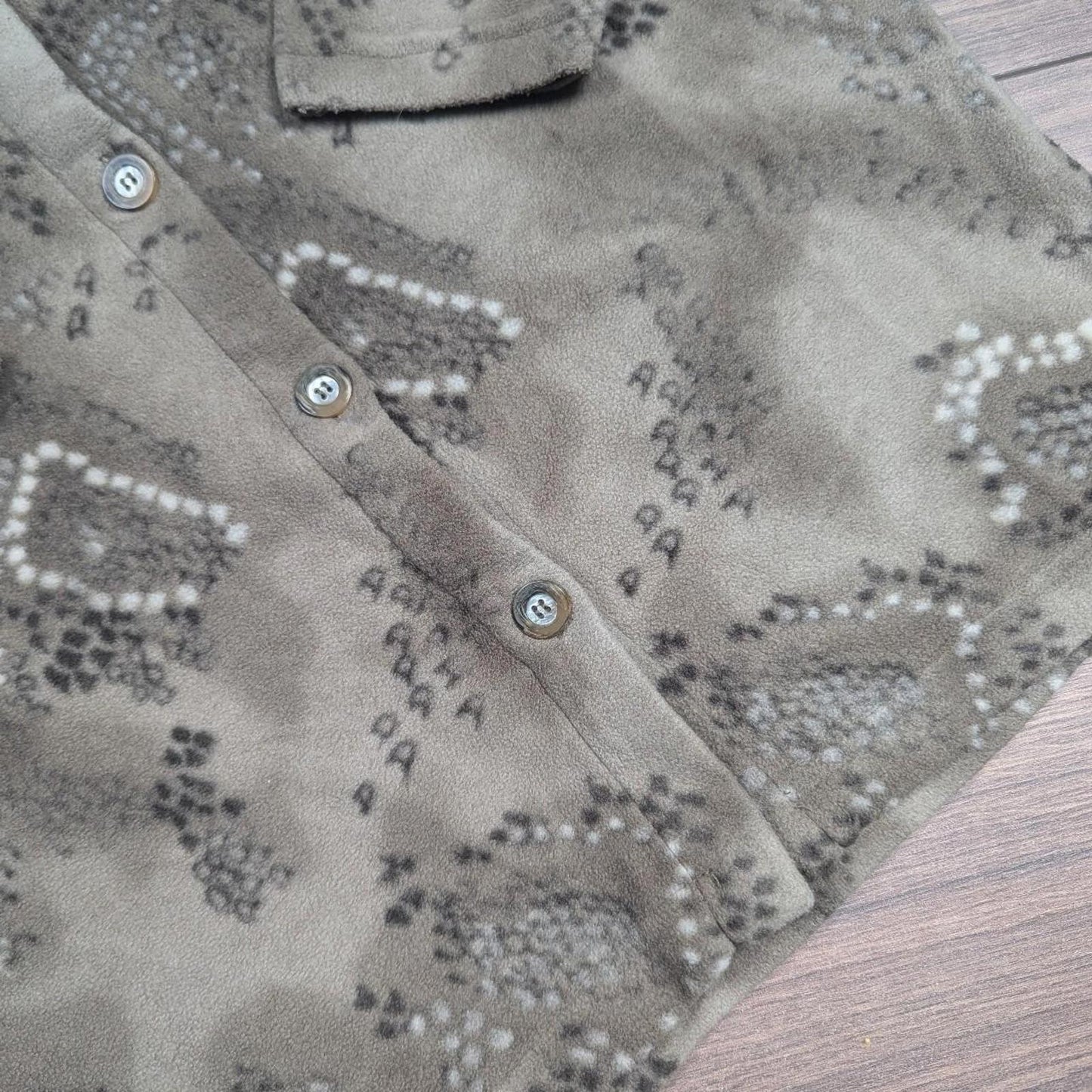 90's Vintage Snake Print Pattern Brown/Tan Fleece Women's S