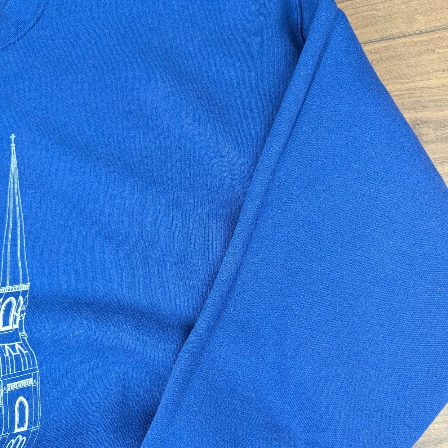 1990s Vintage Lee Heavyweight St Anne's Blue Graphic Sweatshirt Size XL