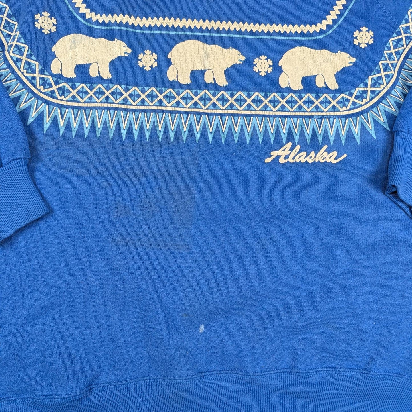 Blue 90s Vintage Polar Bear Graphic Christmas Jumper Sweatshirt Size L