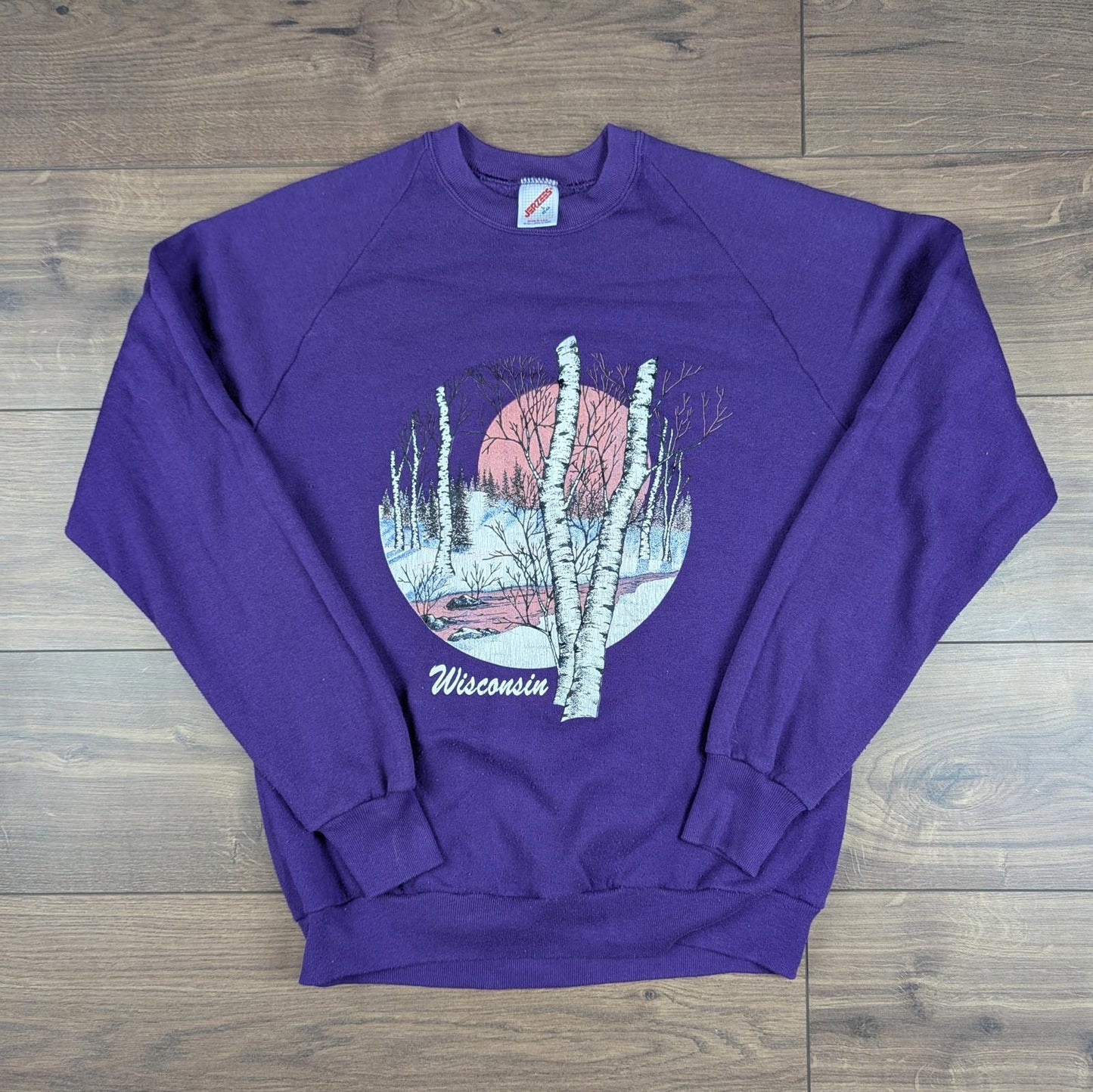Vintage 90s Wisconsin Birch Tree Winter Christmas Jumper Sweatshirt Size L