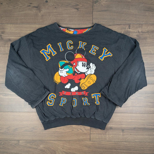 1980s Vintage Reversible Mickey Mouse Disney Football Sweatshirt Jumper Size XL