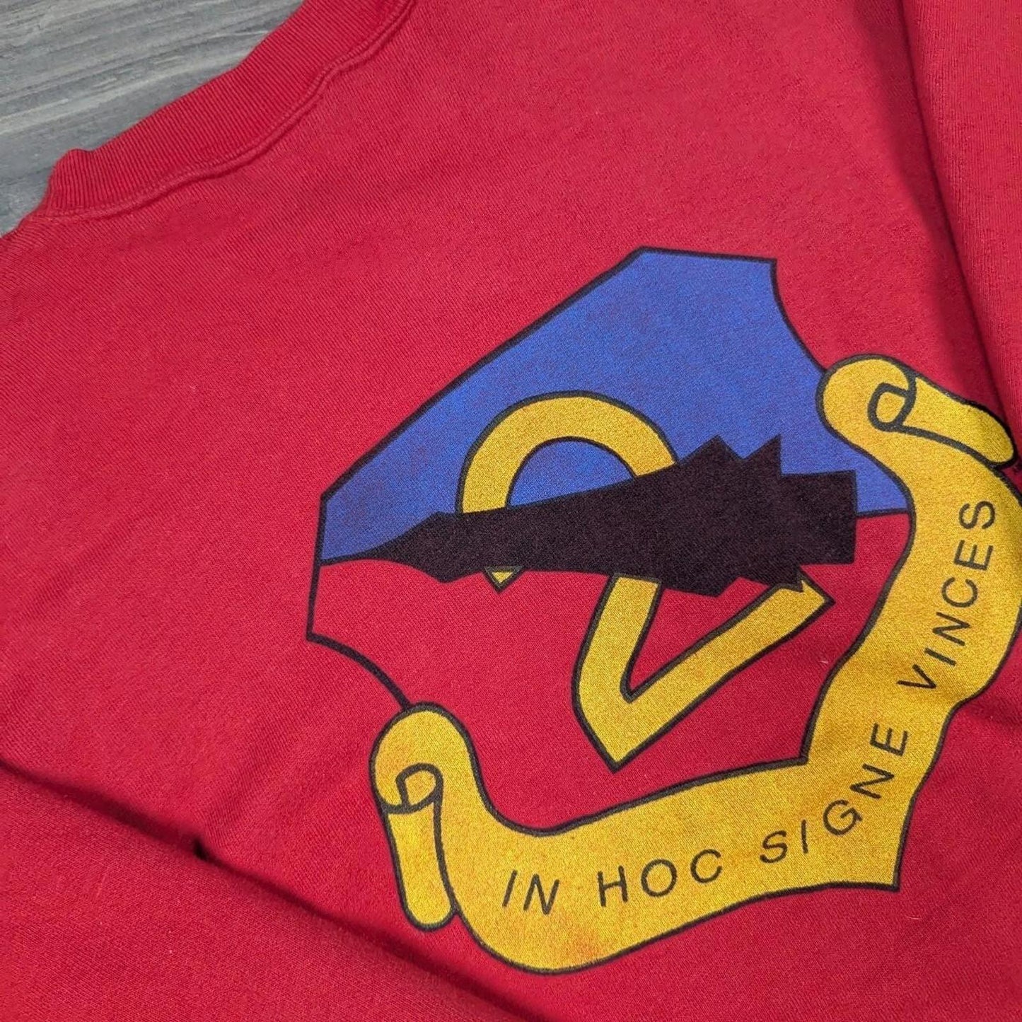 Vintage 1980's Red Latin Graphic Sweatshirt Jumper