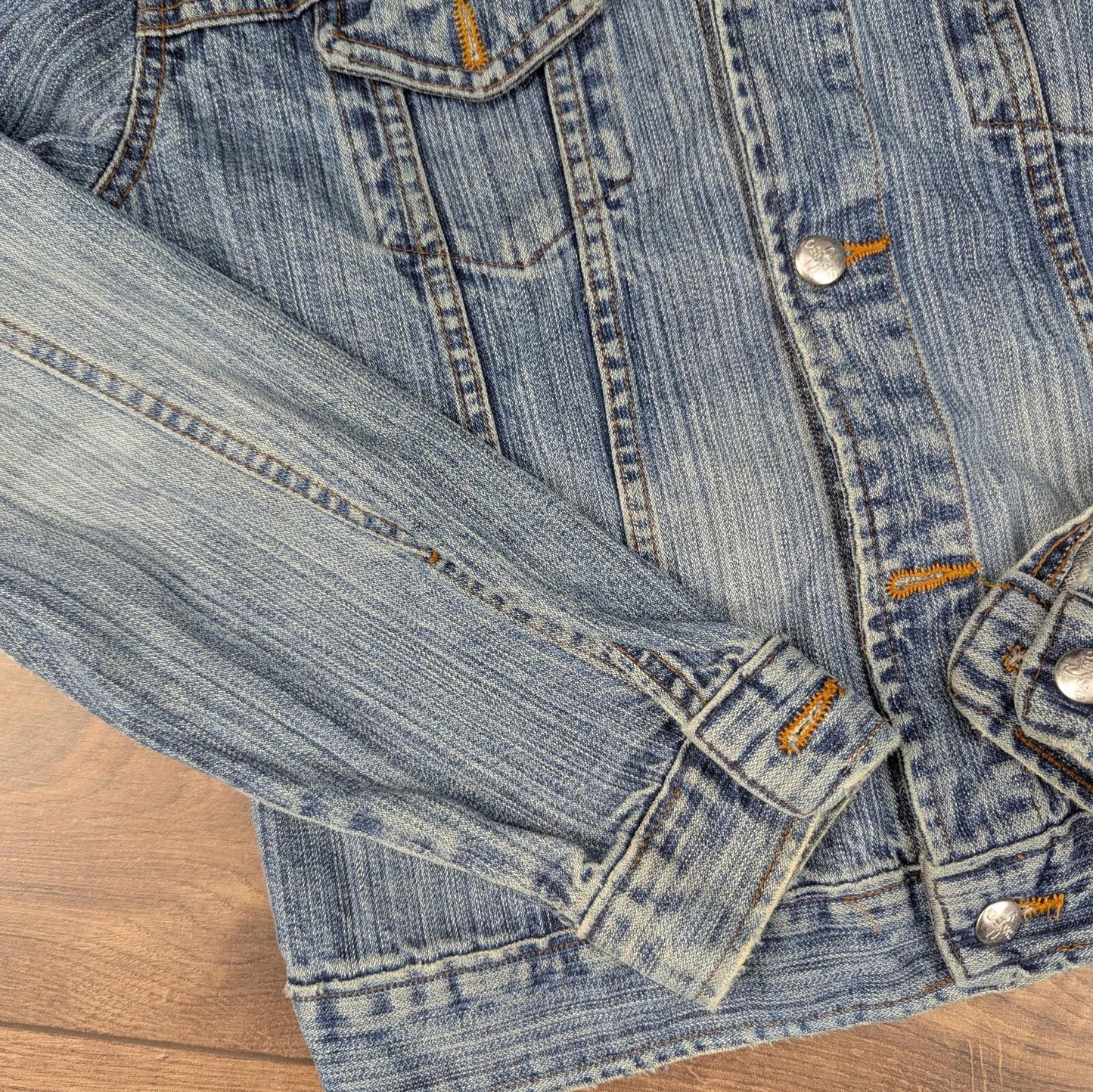 2000s Vintage Blue Fitted Denim Jacket Size UK10
