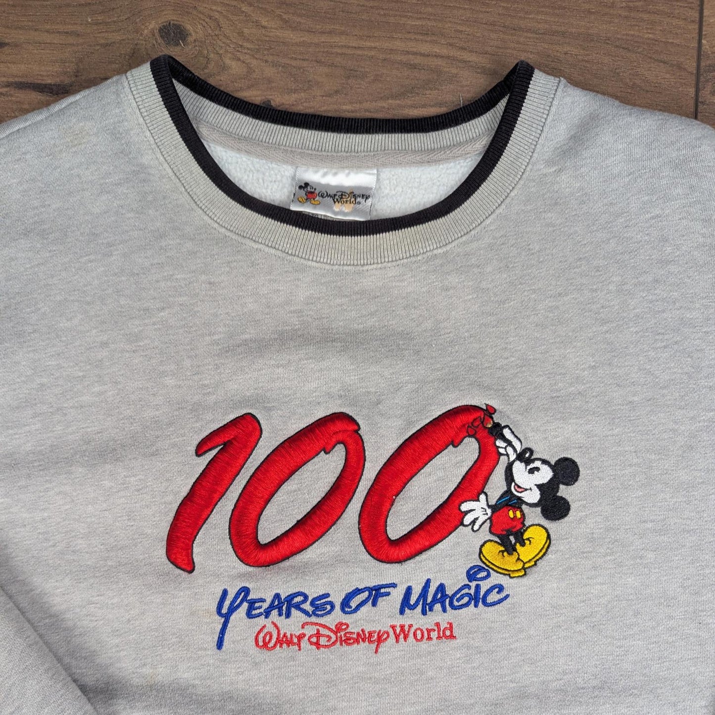 Vintage 2000s 100 Years of Disney Embroidered Grey Sweatshirt Jumper Size XL