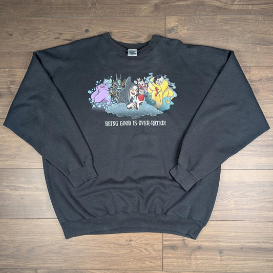 Vintage 90s Disney Villains Being Good is Overrated Graphic Sweatshirt Size XXL