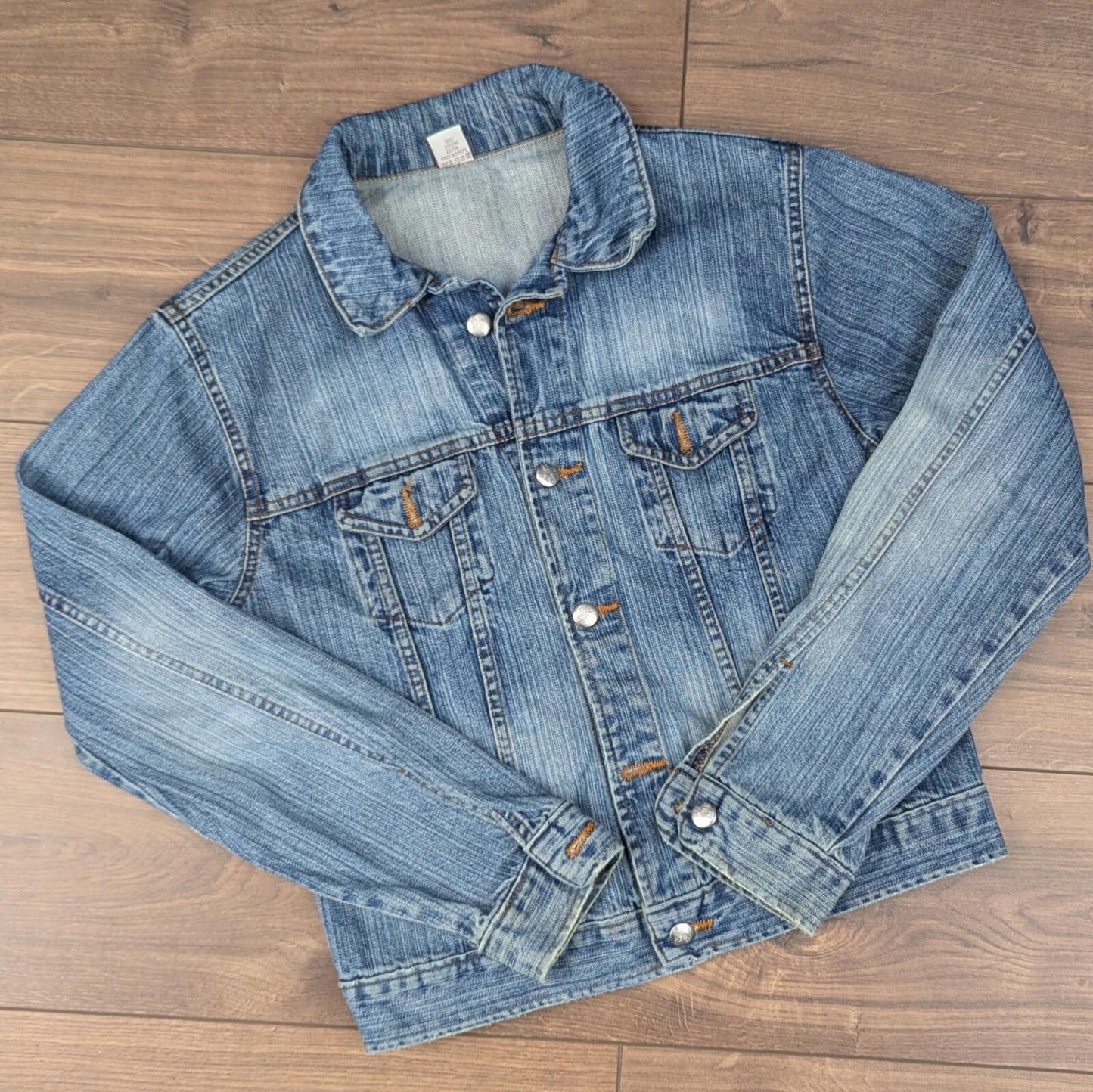 2000s Vintage Blue Fitted Denim Jacket Size UK10