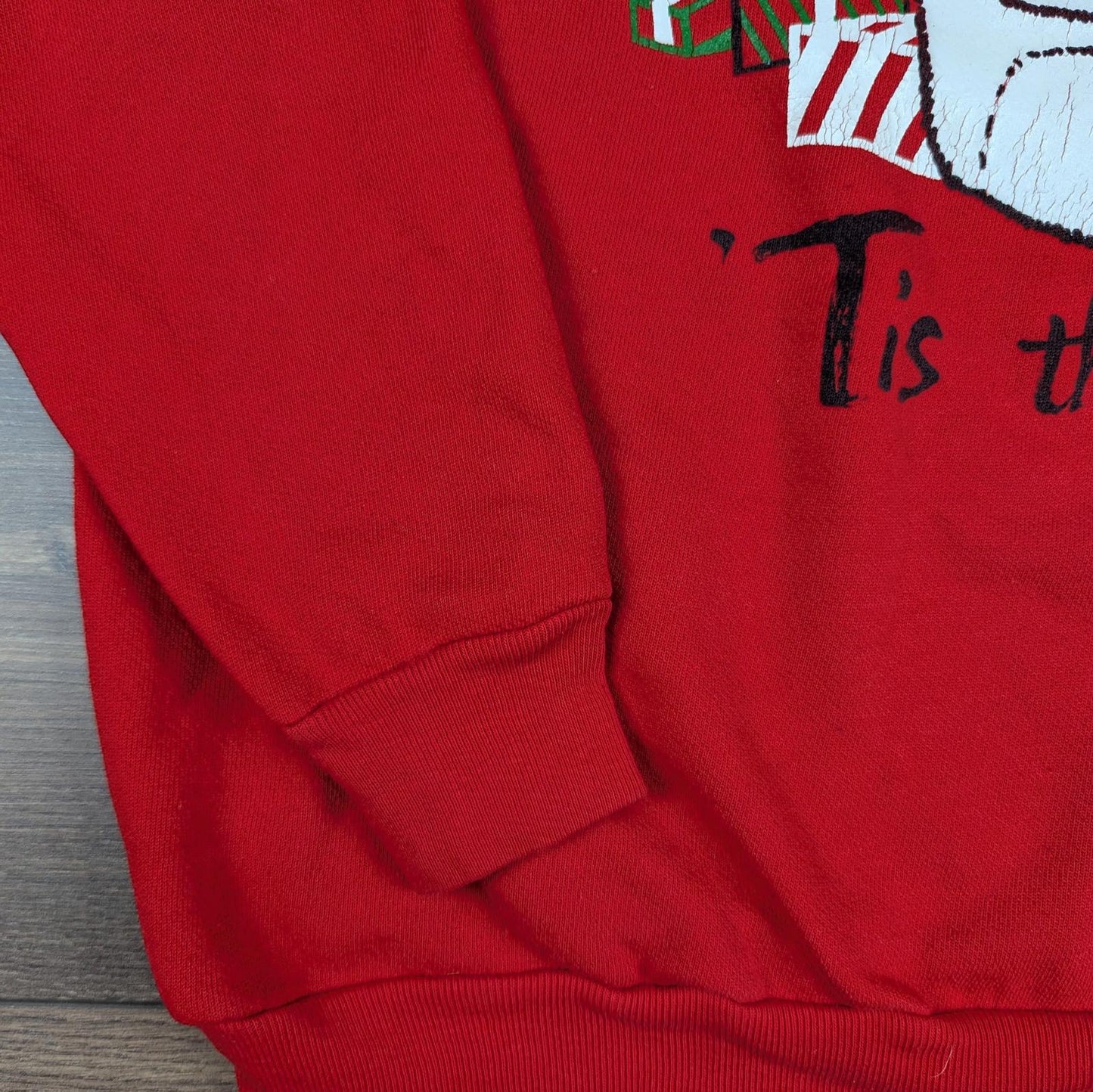 Vintage 90s 'Tis the Season Cartoon Bear Christmas Jumper Sweatshirt Size L
