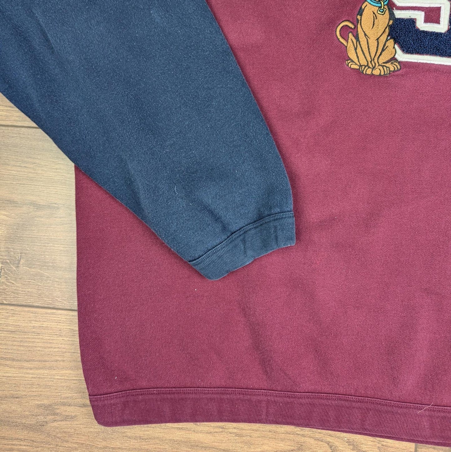 90s Vintage Warner Bros Scooby Doo Embroidered Varsity Burgundy Sweatshirt