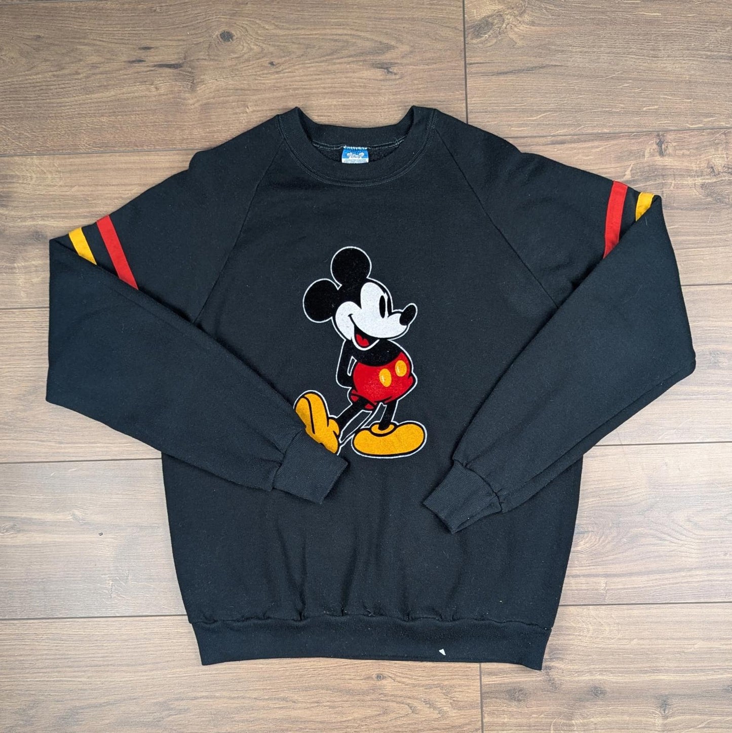 1980s Vintage Disney Mickey Mouse Black Sweatshirt Jumper Size L