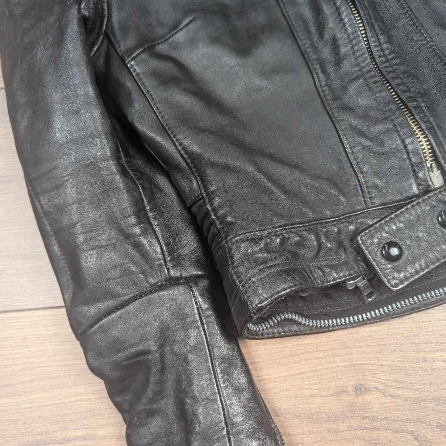 Vintage Harro Kombi Genuine Leather 1980's Black Motorcycle Jacket UK 6-8