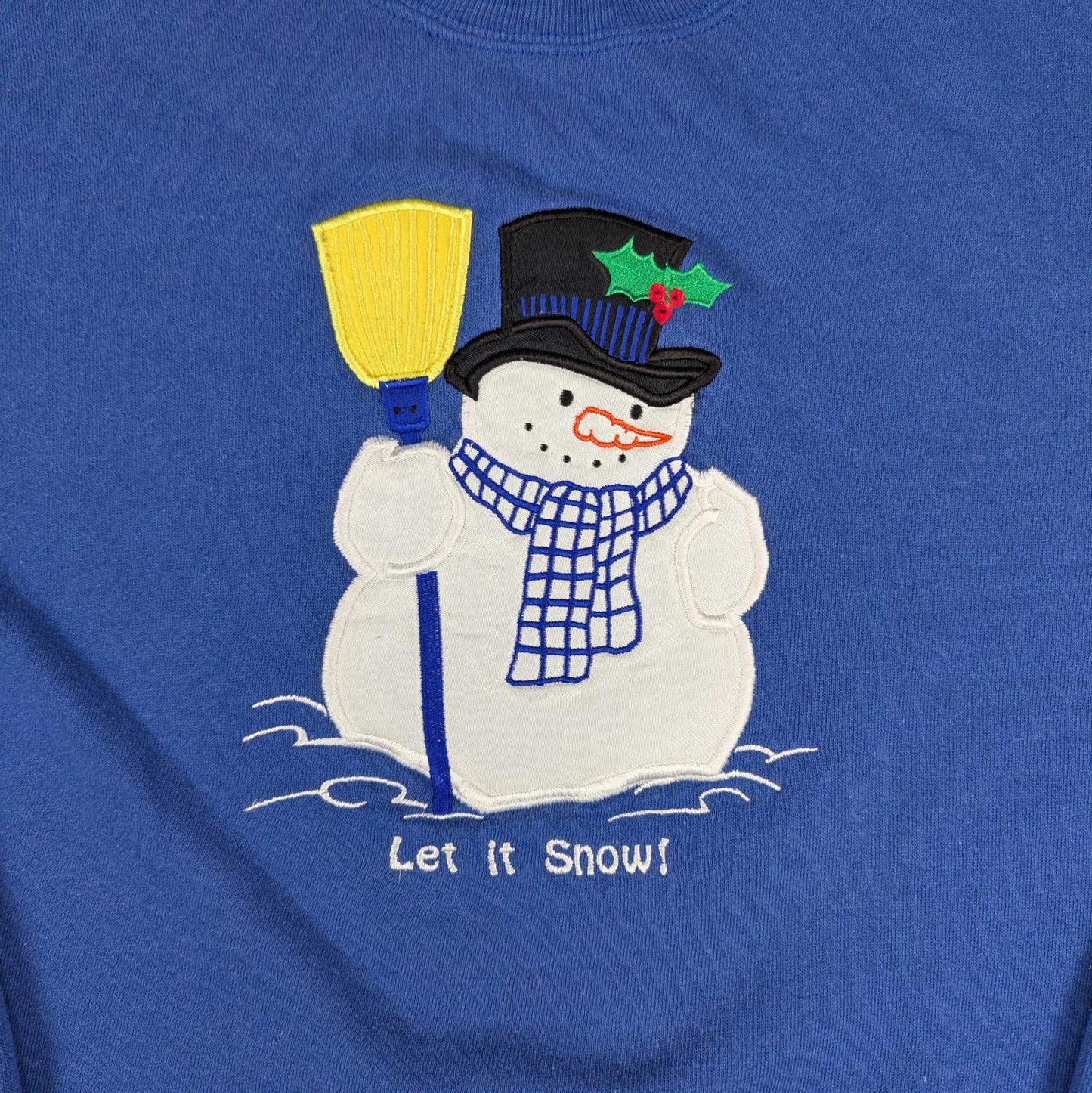 90s Vintage Lee Let it Snow Snowman Christmas Jumper Sweatshirt Size L