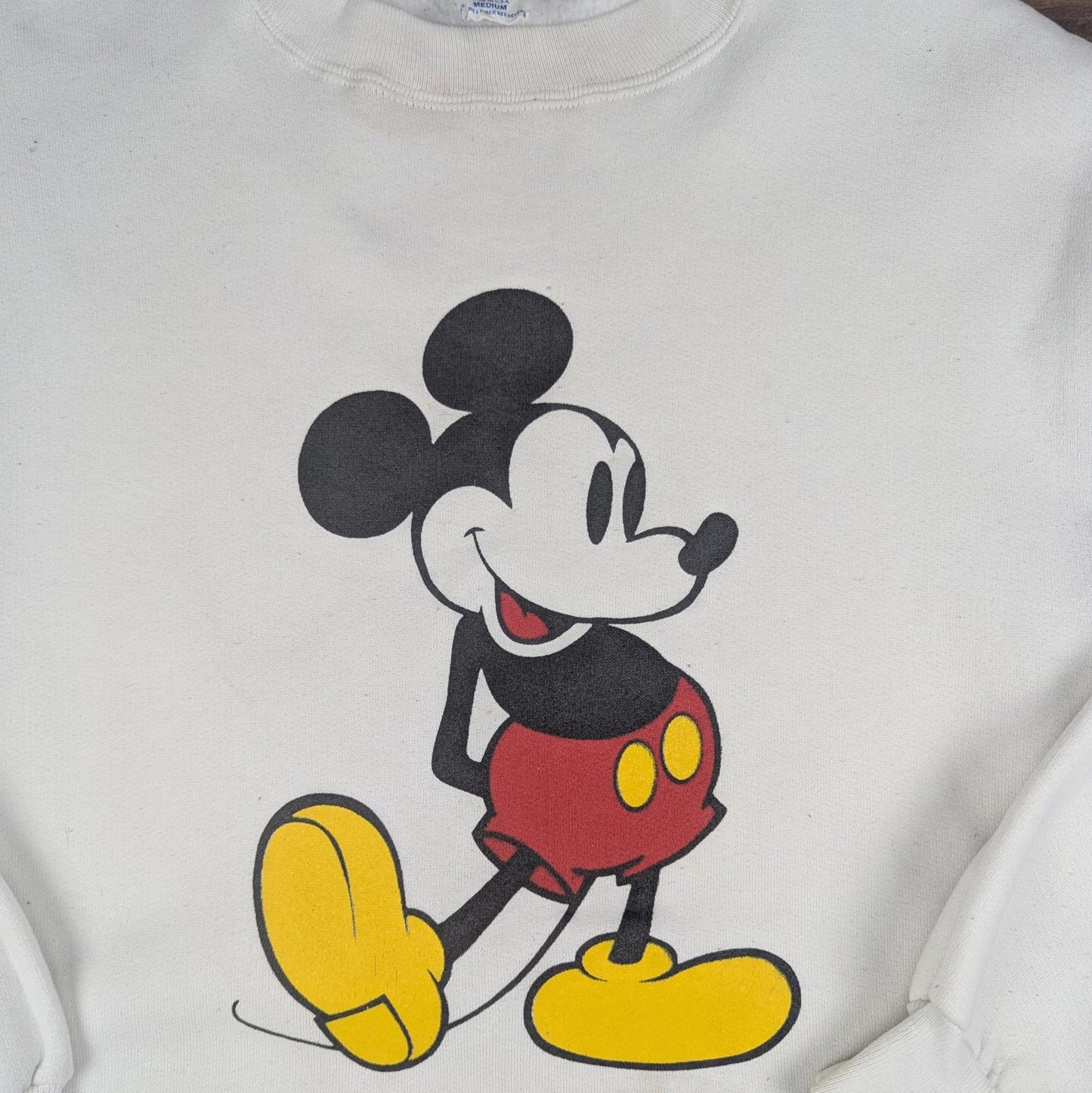 White/Cream 1980s Vintage Disney Mickey Mouse Graphic Jumper Size S/M