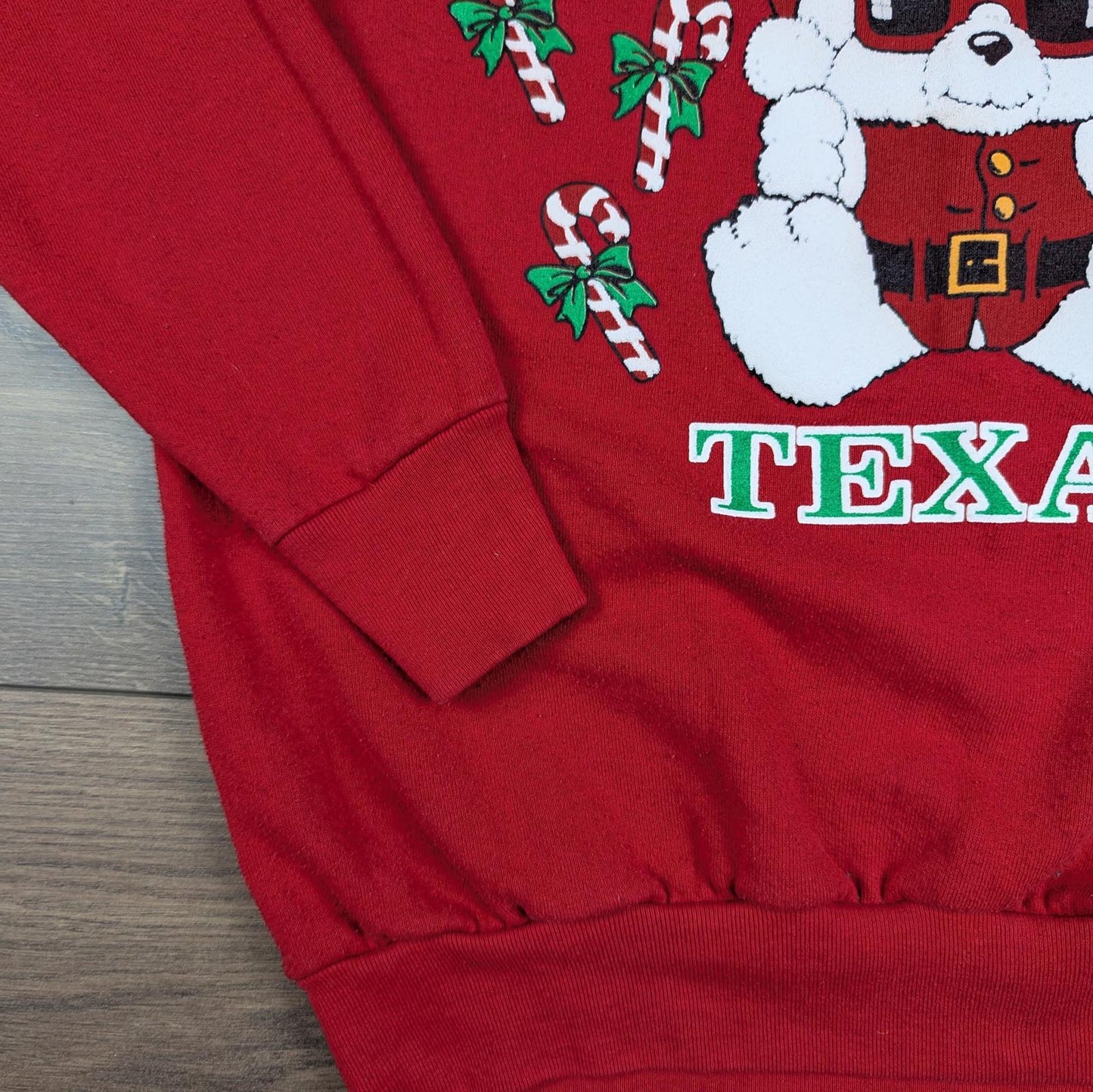 90s Vintage Bear Hug Fron Texas Christmas Jumper Sweatshirt Size L