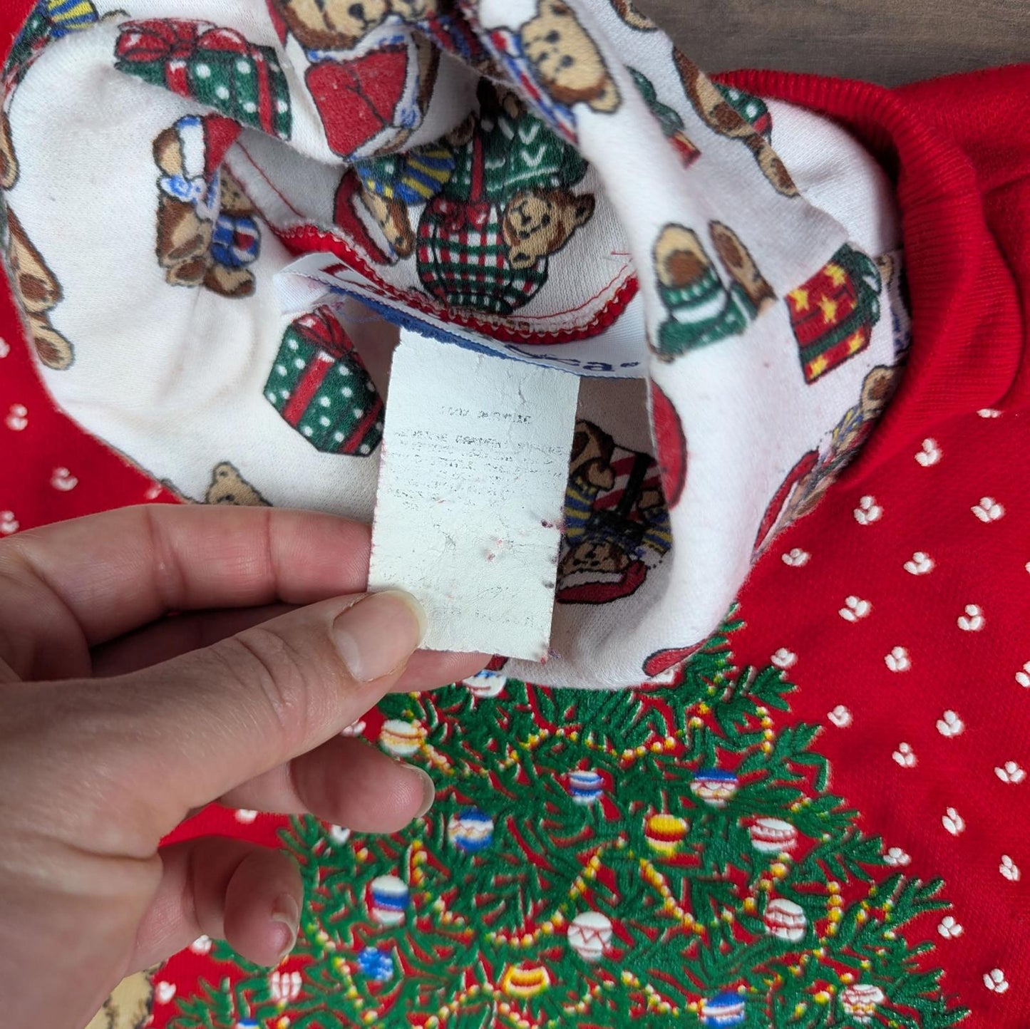 Vintage 80s 90s Festive Turtleneck Bear Christmas Jumper Size M-L