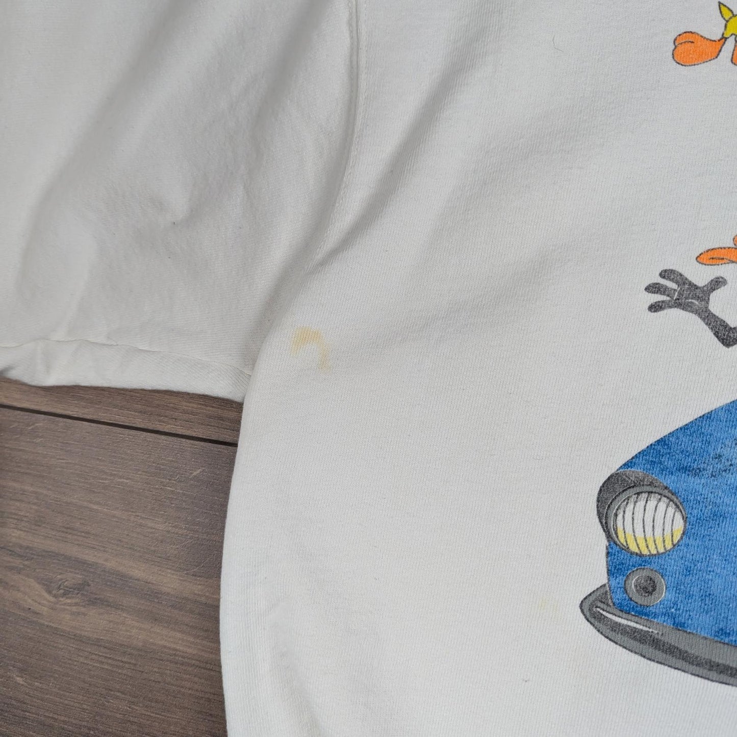 1990s Vintage Looney Tunes Acme Clothing White Cartoon Sweatshirt Jumper Size L