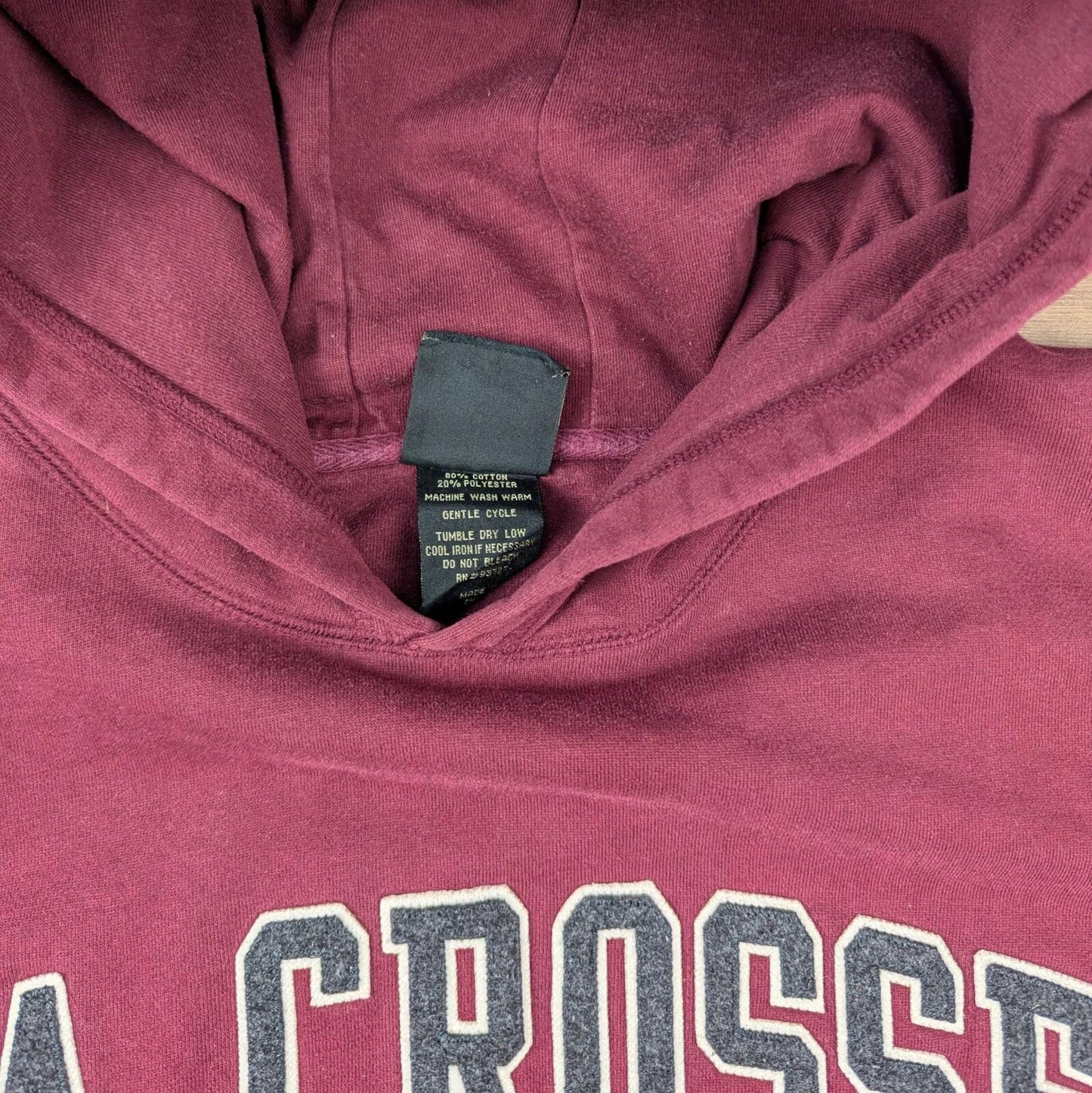 2000s Vintage Burgundy La Crosse Eagles NCAA Graphic Hoodie Size L