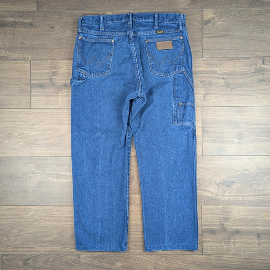 Blue Wrangler Vintage Jeans Carpenter Hip-Hop Straight Leg Baggy Fit W34 L26