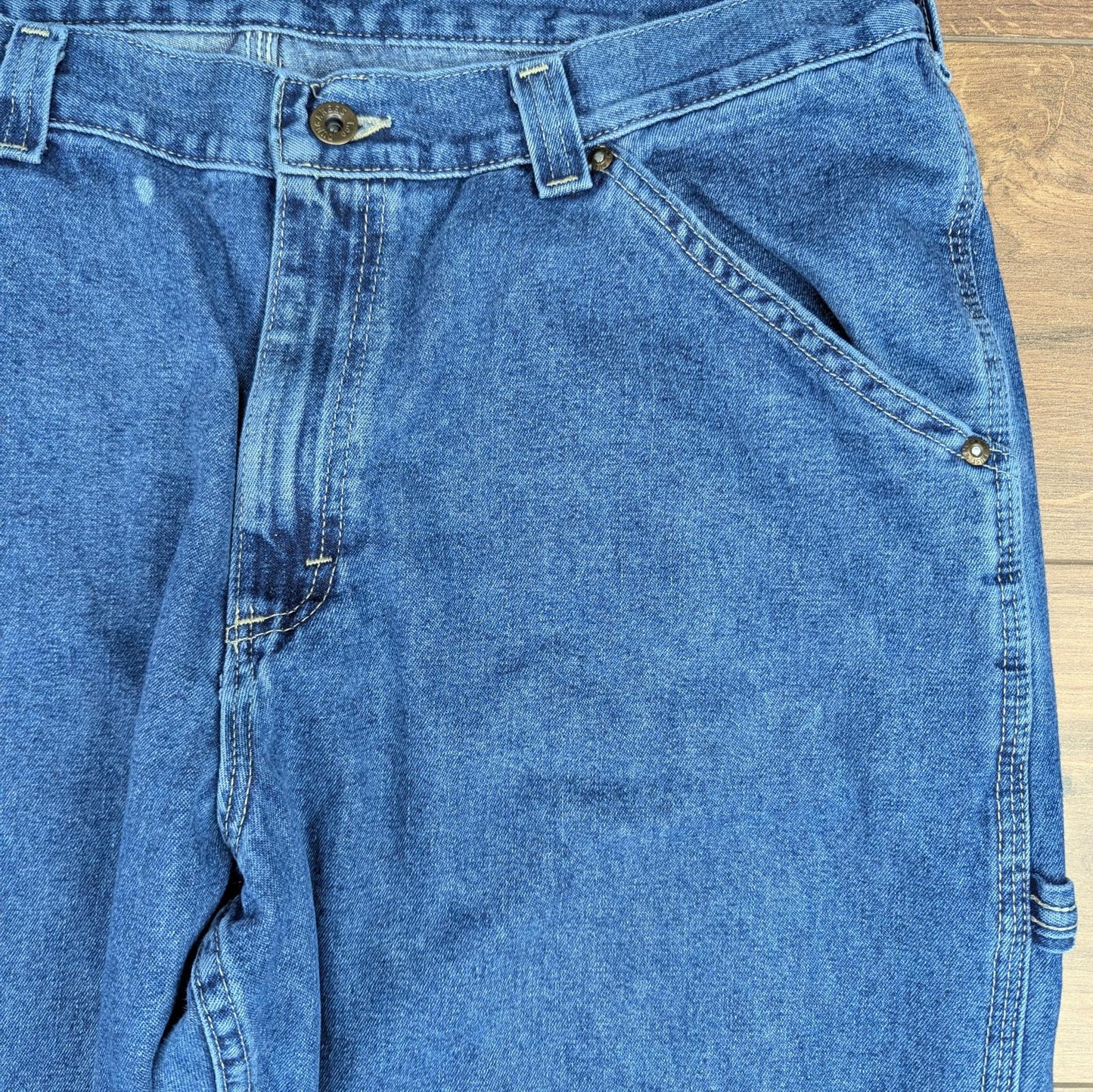 Blue Lee Dungarees Jeans Vintage 90's Baggy Carpenter Hip Hop Skater W38 L30