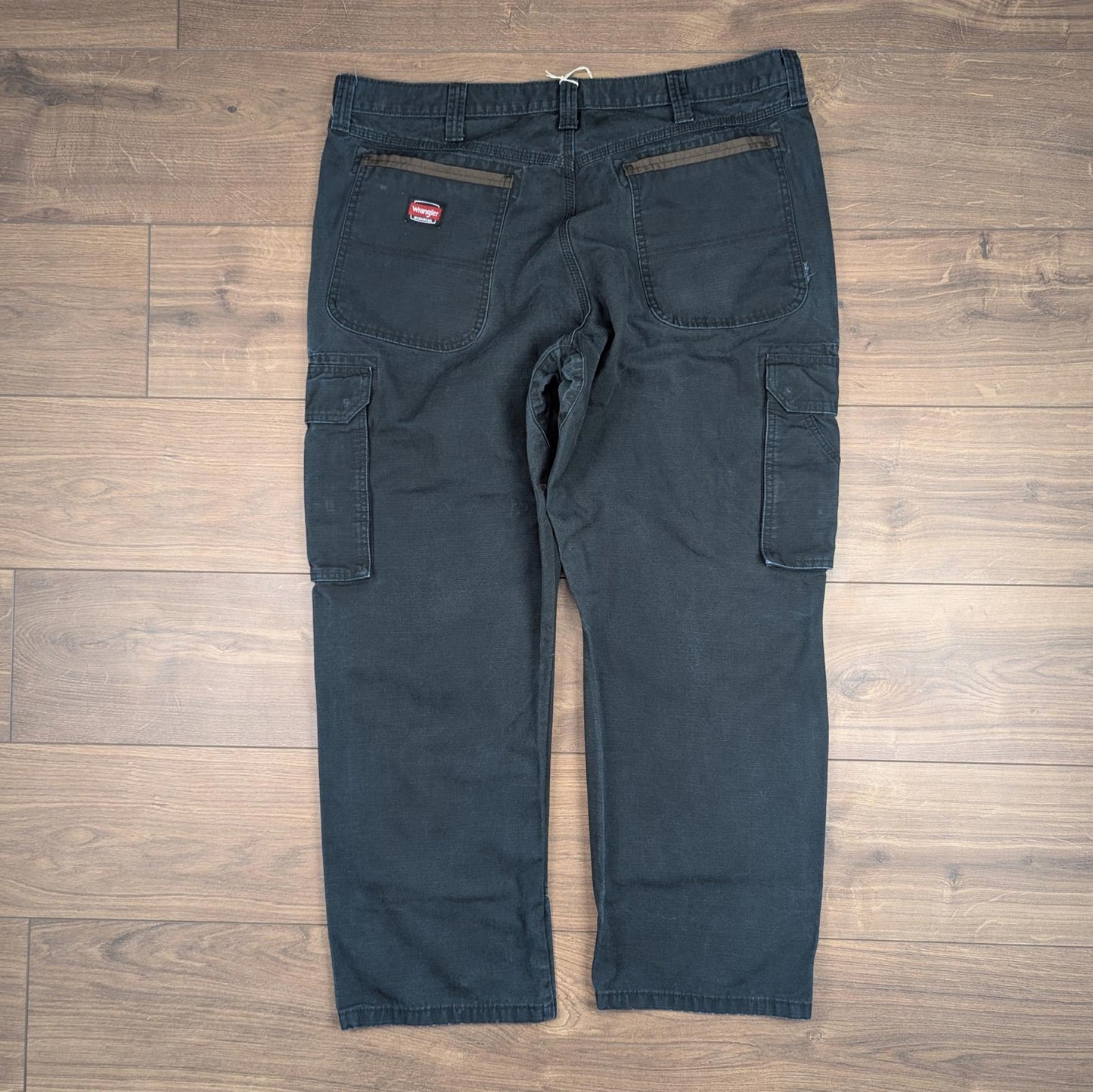 Black Vintage Wrangler Workwear Trousers Carpenter Cargo Straight Leg W40 L30