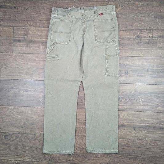 Tan Vintage Wrangler Carpenter Cargo Pants Jeans Baggy Straight Leg W36 L30