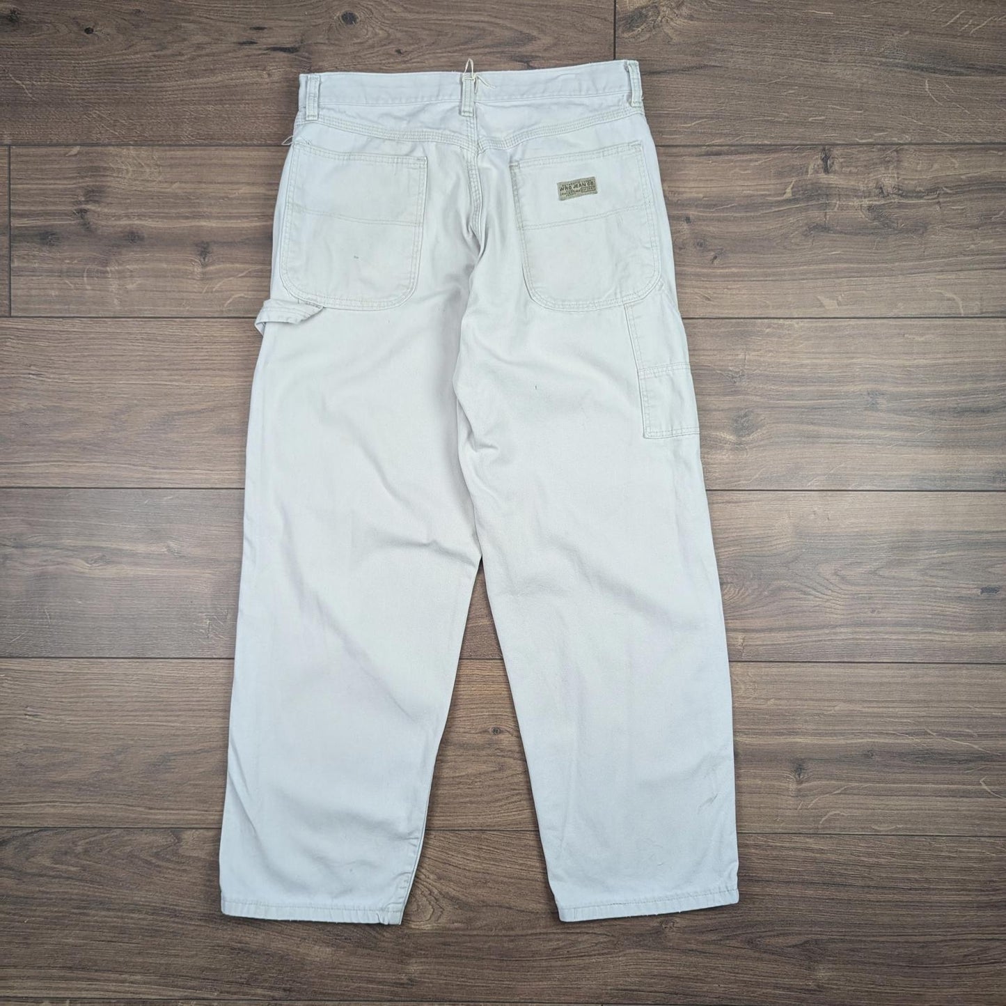 Vintage Beige Wrangler Carpenter Pants Jeans Baggy Cargo Straight Leg W30 L28