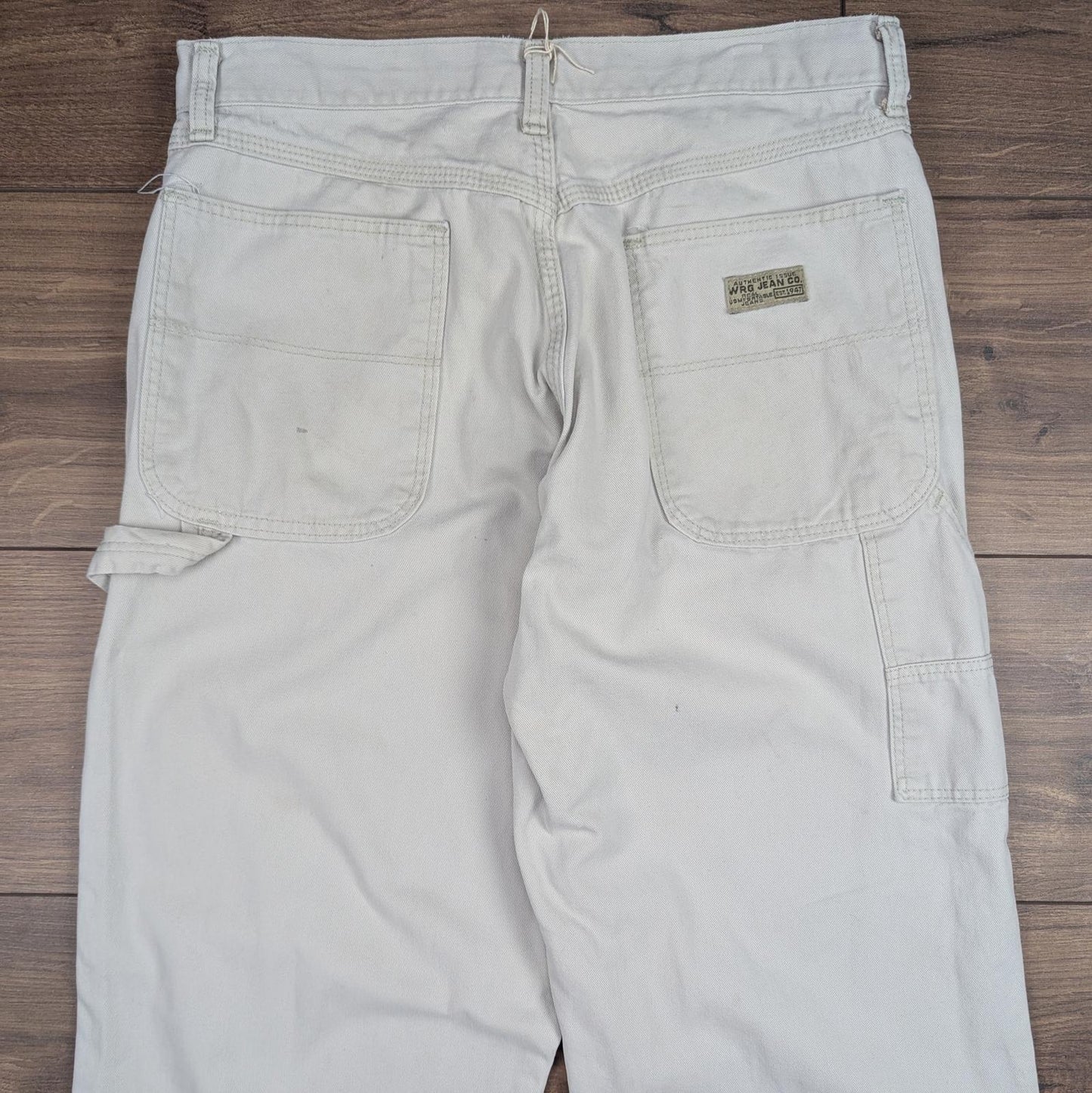 Vintage Beige Wrangler Carpenter Pants Jeans Baggy Cargo Straight Leg W30 L28