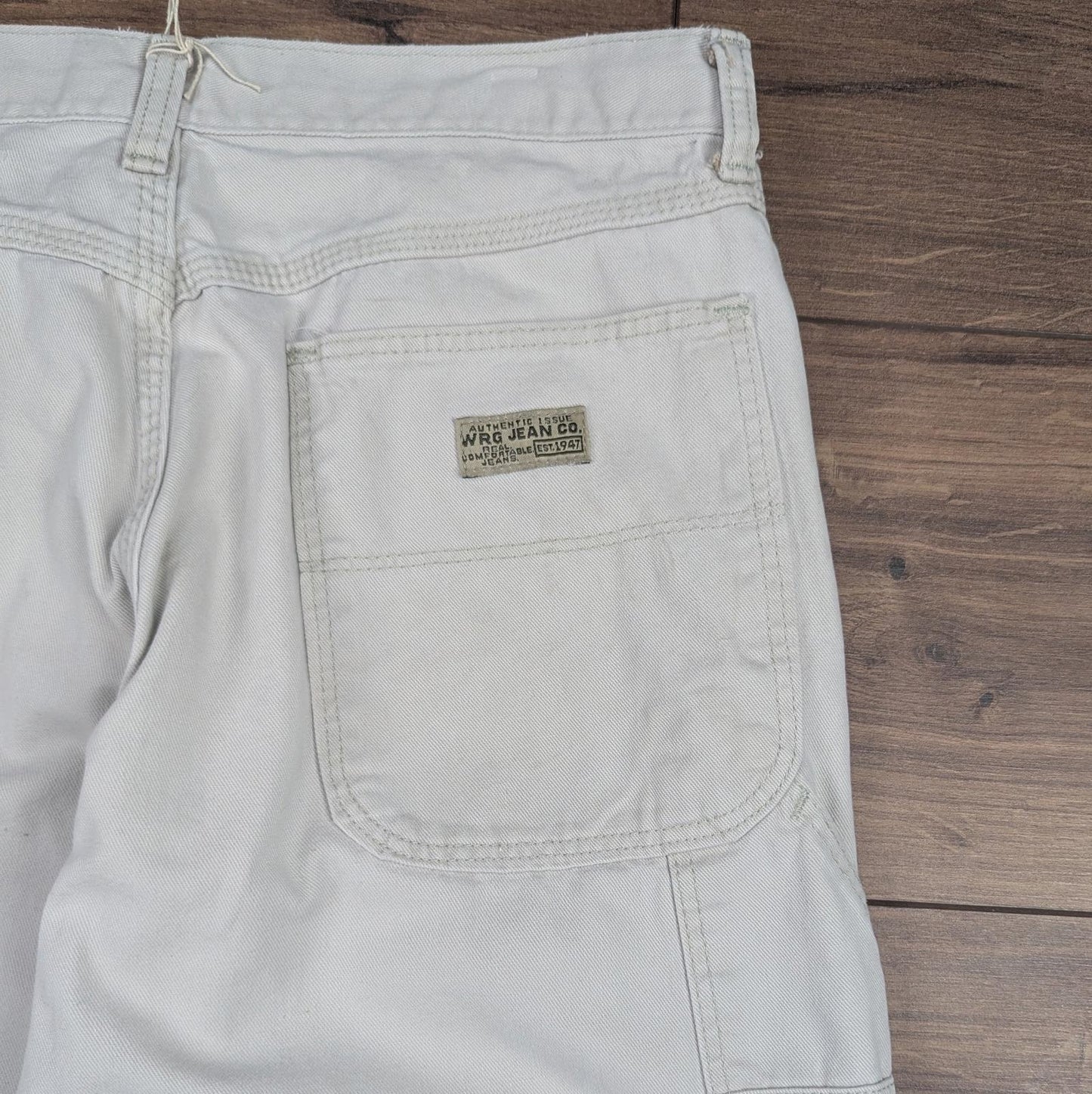 Vintage Beige Wrangler Carpenter Pants Jeans Baggy Cargo Straight Leg W30 L28