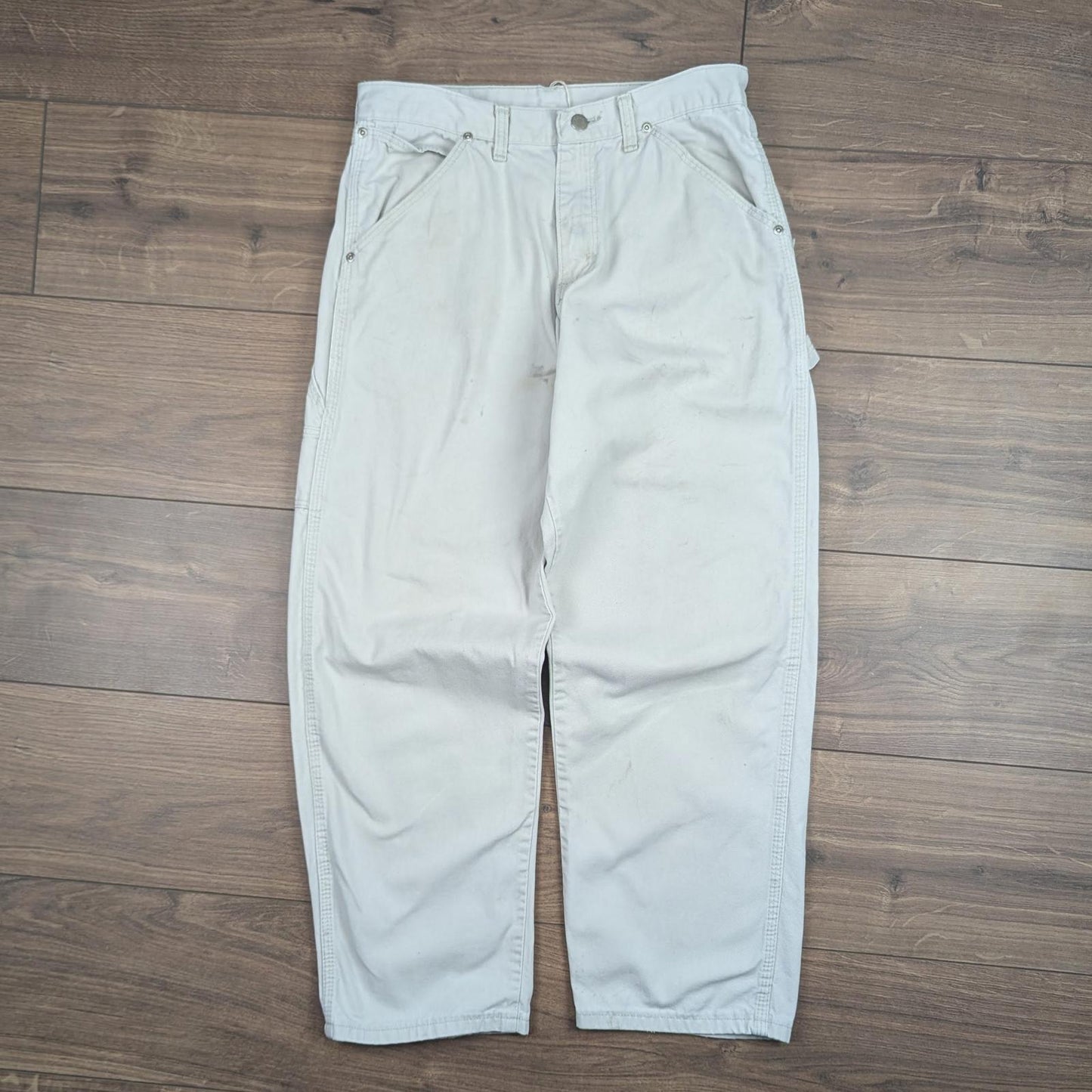 Vintage Beige Wrangler Carpenter Pants Jeans Baggy Cargo Straight Leg W30 L28
