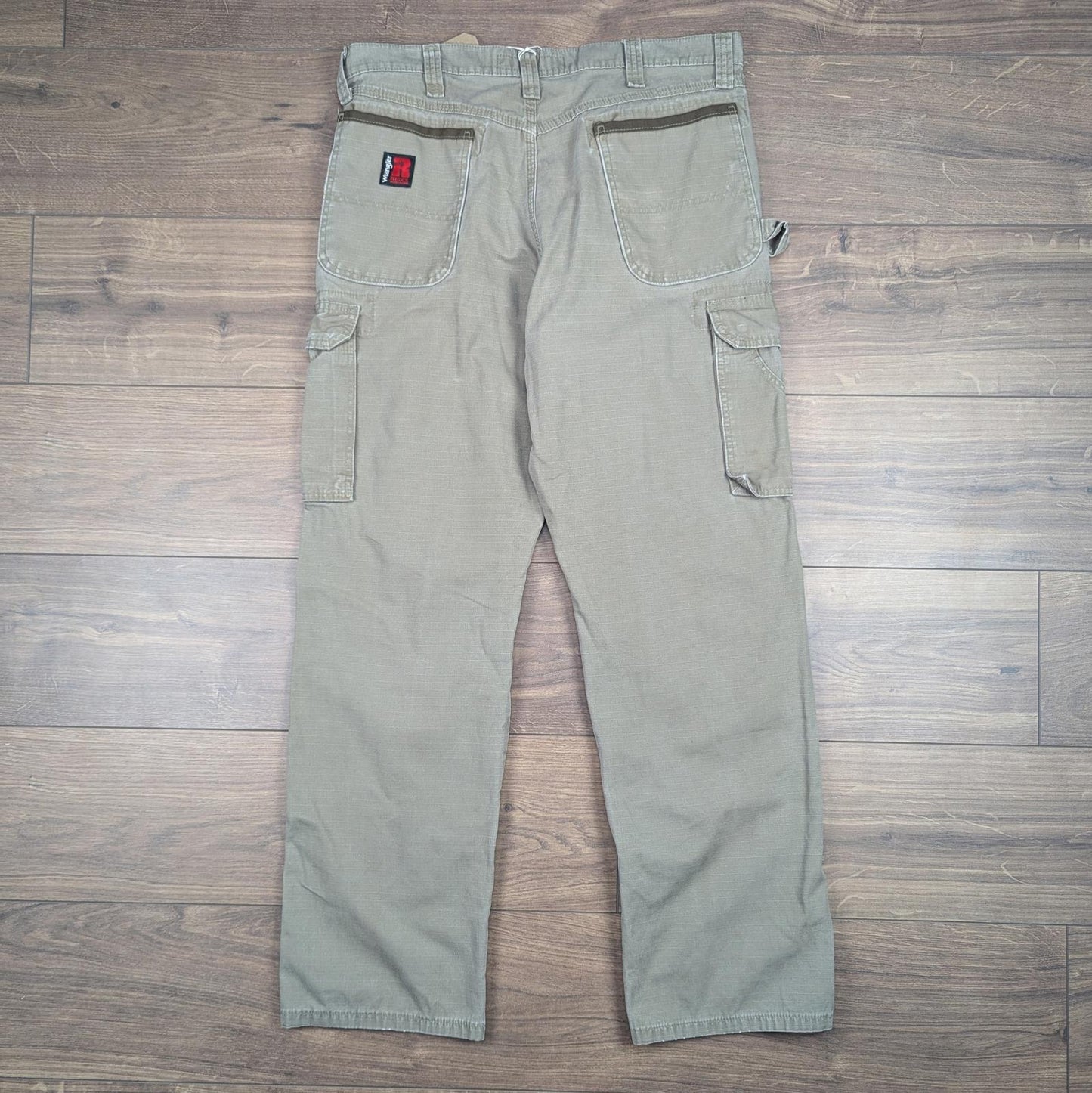 Tan Vintage Wrangler Riggs Workwear Carpenter Cargo Pants Straight Leg W36 L32