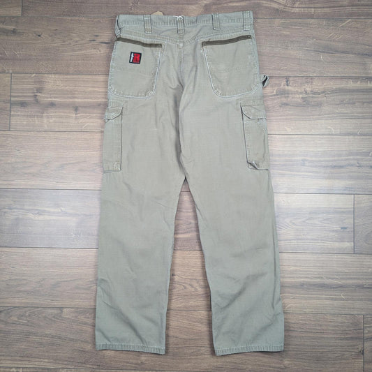 Tan Vintage Wrangler Riggs Workwear Carpenter Cargo Pants Straight Leg W36 L32
