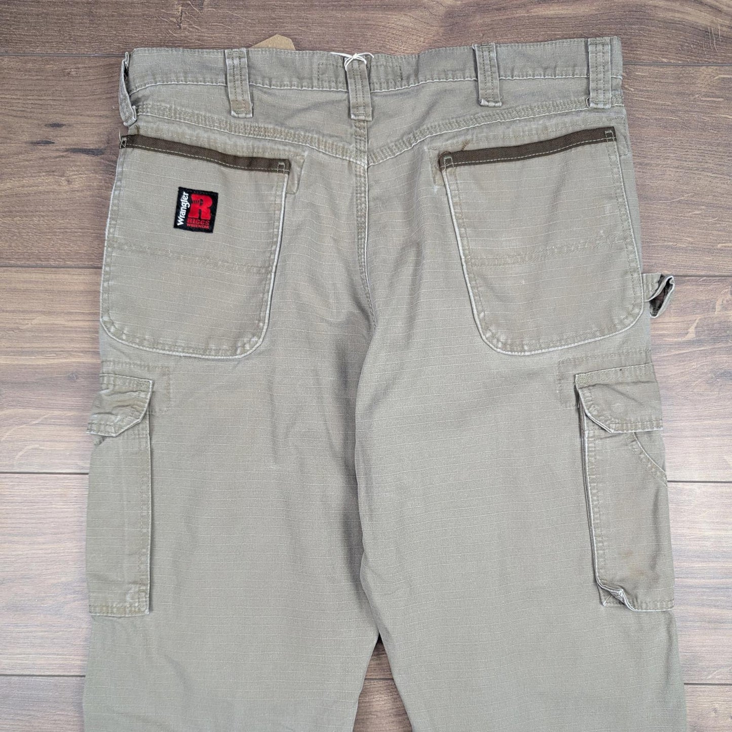 Tan Vintage Wrangler Riggs Workwear Carpenter Cargo Pants Straight Leg W36 L32
