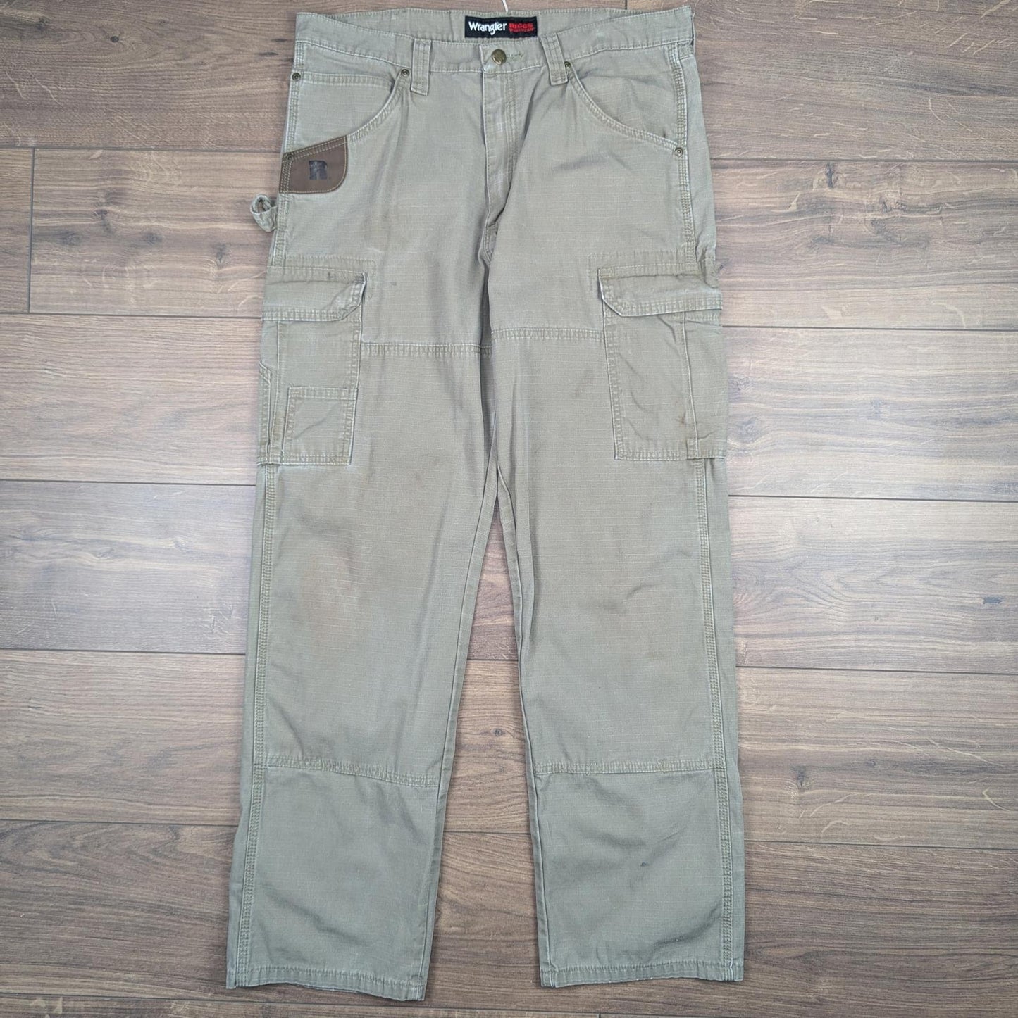 Tan Vintage Wrangler Riggs Workwear Carpenter Cargo Pants Straight Leg W36 L32